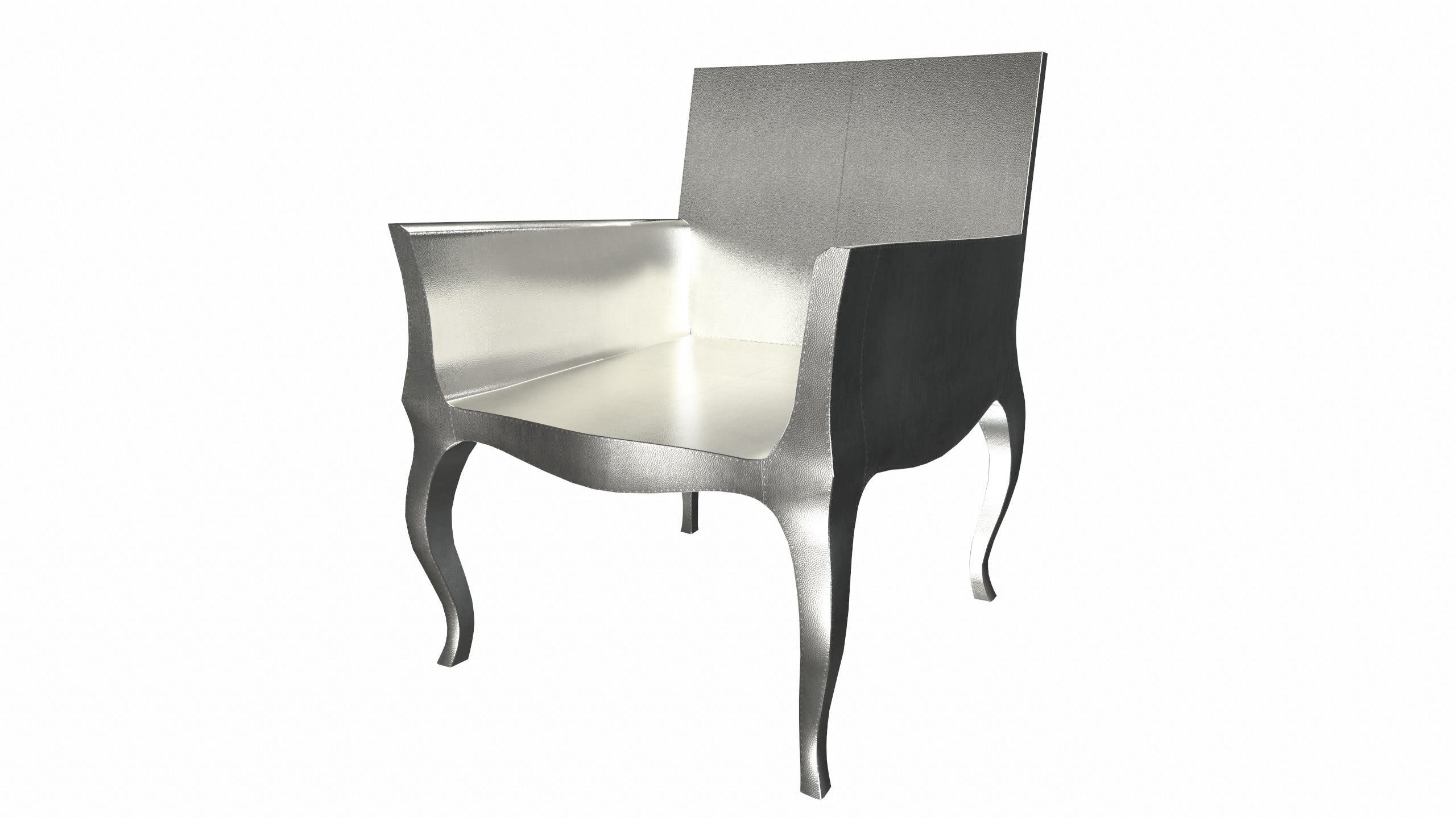 Indian Art Deco Accent Chair Mid Hammered in White Bronze by Paul Mathieu for S.Odegard For Sale