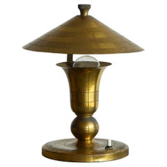 Art Deco Accent Table Lamp in Patinated Brass 1940s