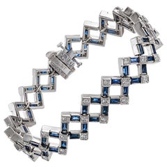 Art Deco “Accordion Link” Sapphire and Diamond Bracelet