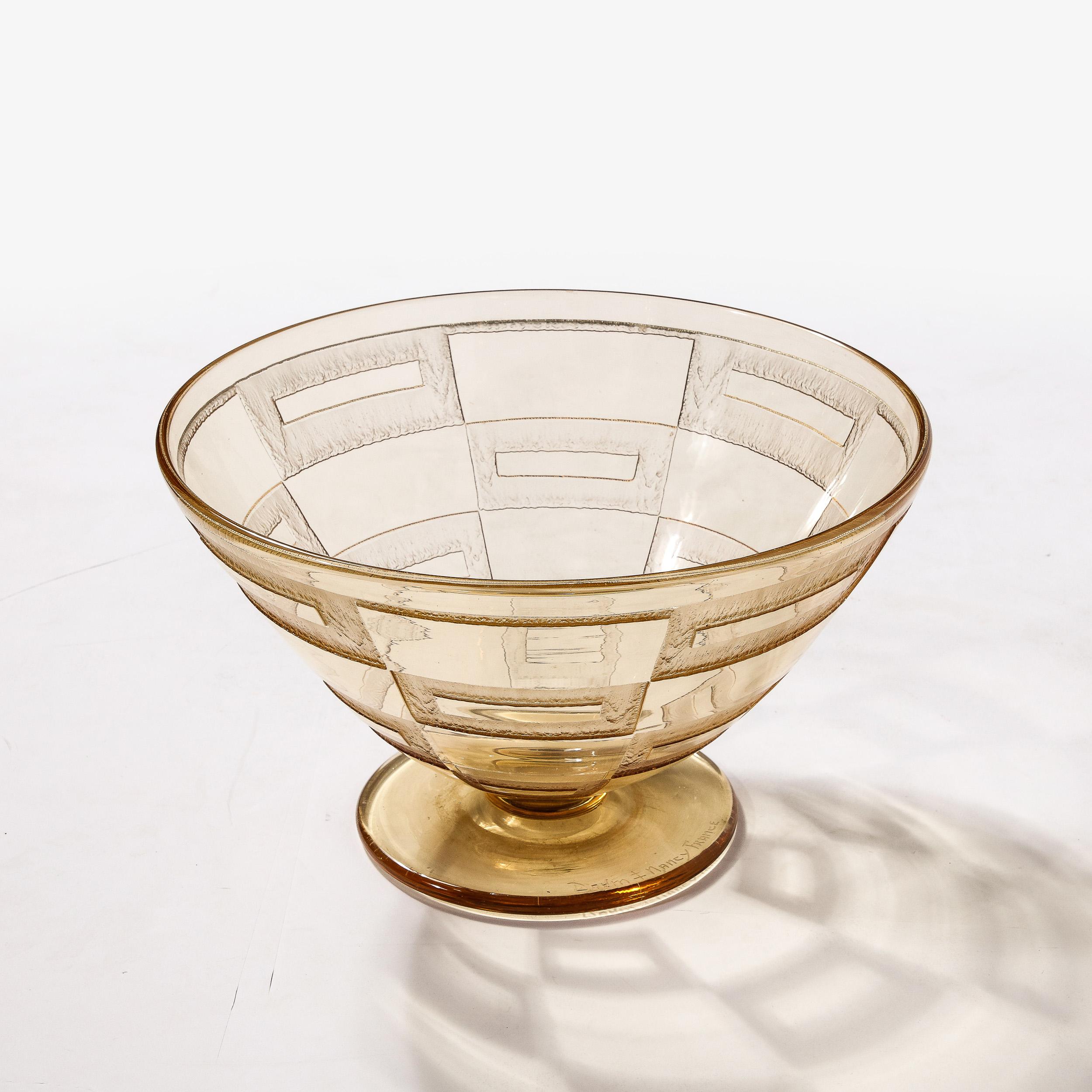 Art Deco Acid Etched Citrine Glass Vase Signed Daum  For Sale 5
