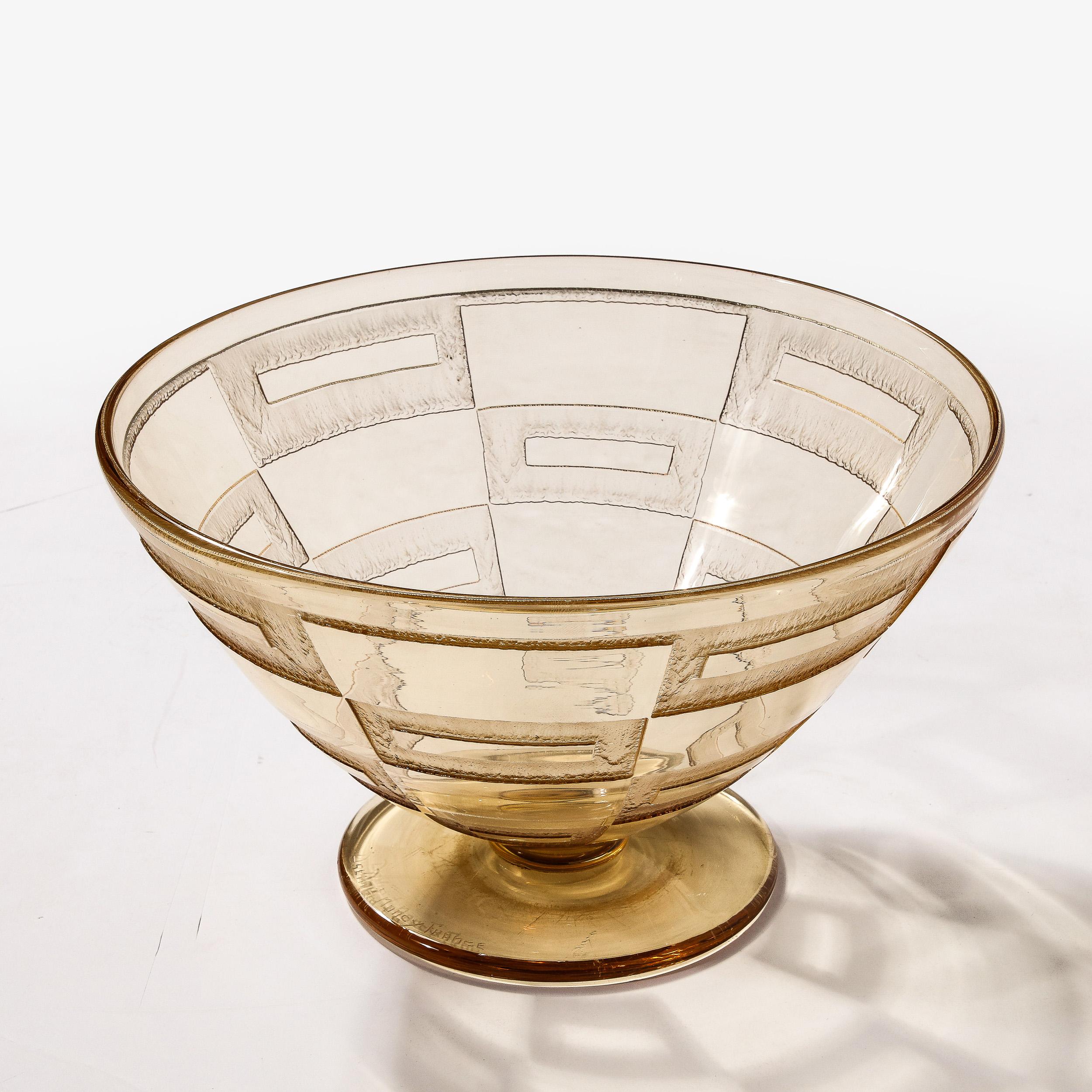 Art Deco Acid Etched Citrine Glass Vase Signed Daum  For Sale 7
