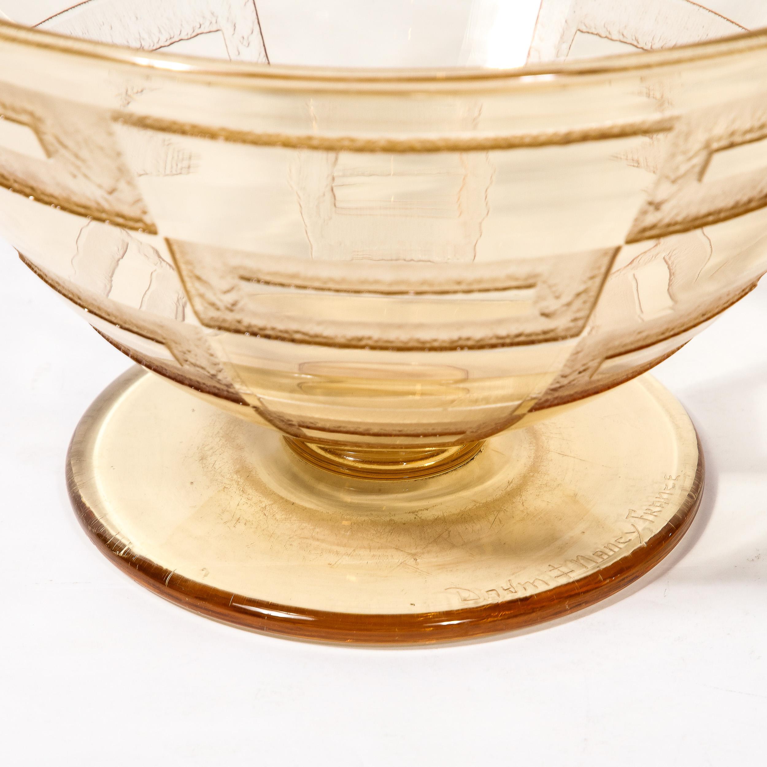 Art Deco Acid Etched Citrine Glass Vase Signed Daum  For Sale 1