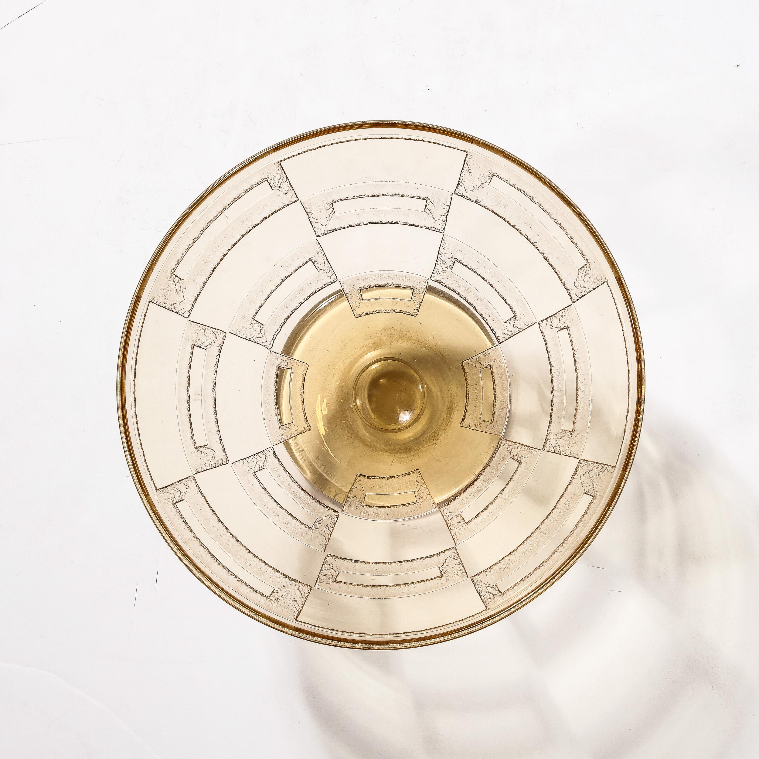 Art Deco Acid Etched Citrine Glass Vase Signed Daum  For Sale 2