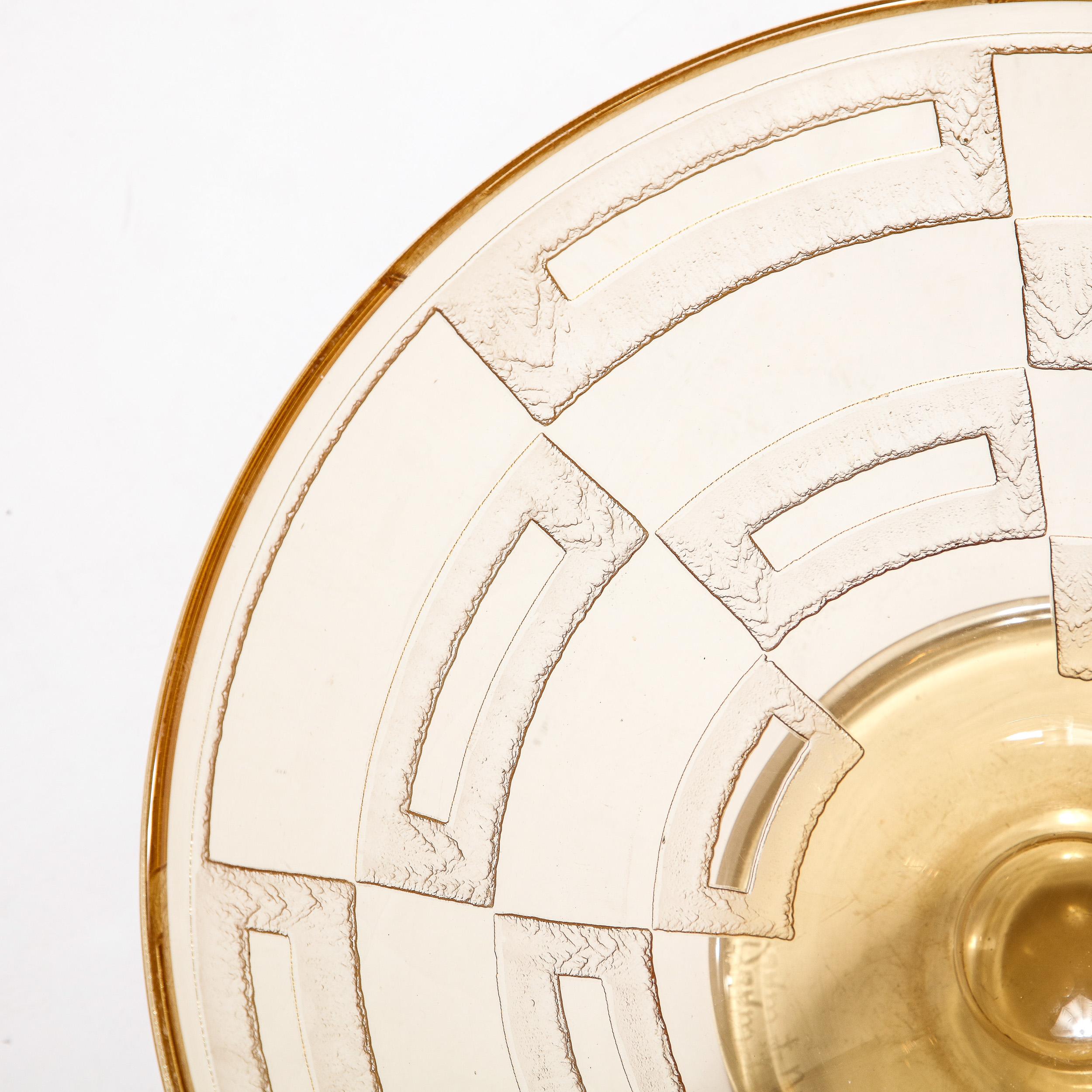 Art Deco Acid Etched Citrine Glass Vase Signed Daum  For Sale 3