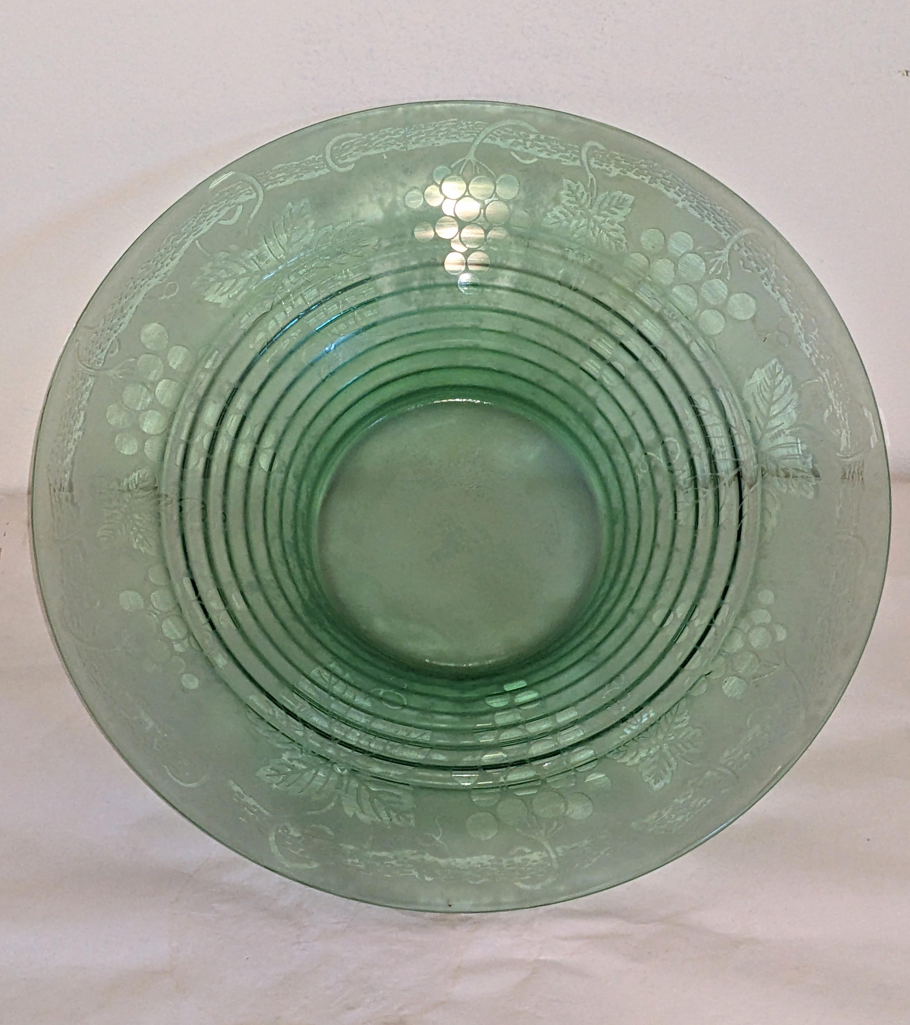 Glass Art Deco Acid Etched French Bowl For Sale