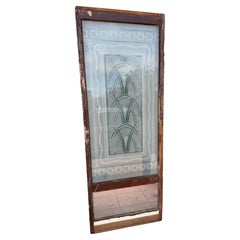 Art Deco Acid Etched Glass Door Panel with Mirror Rare & Exceptional