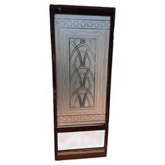 Art Deco Acid Etched Glass Door Panel with Mirror Rare & Exceptional