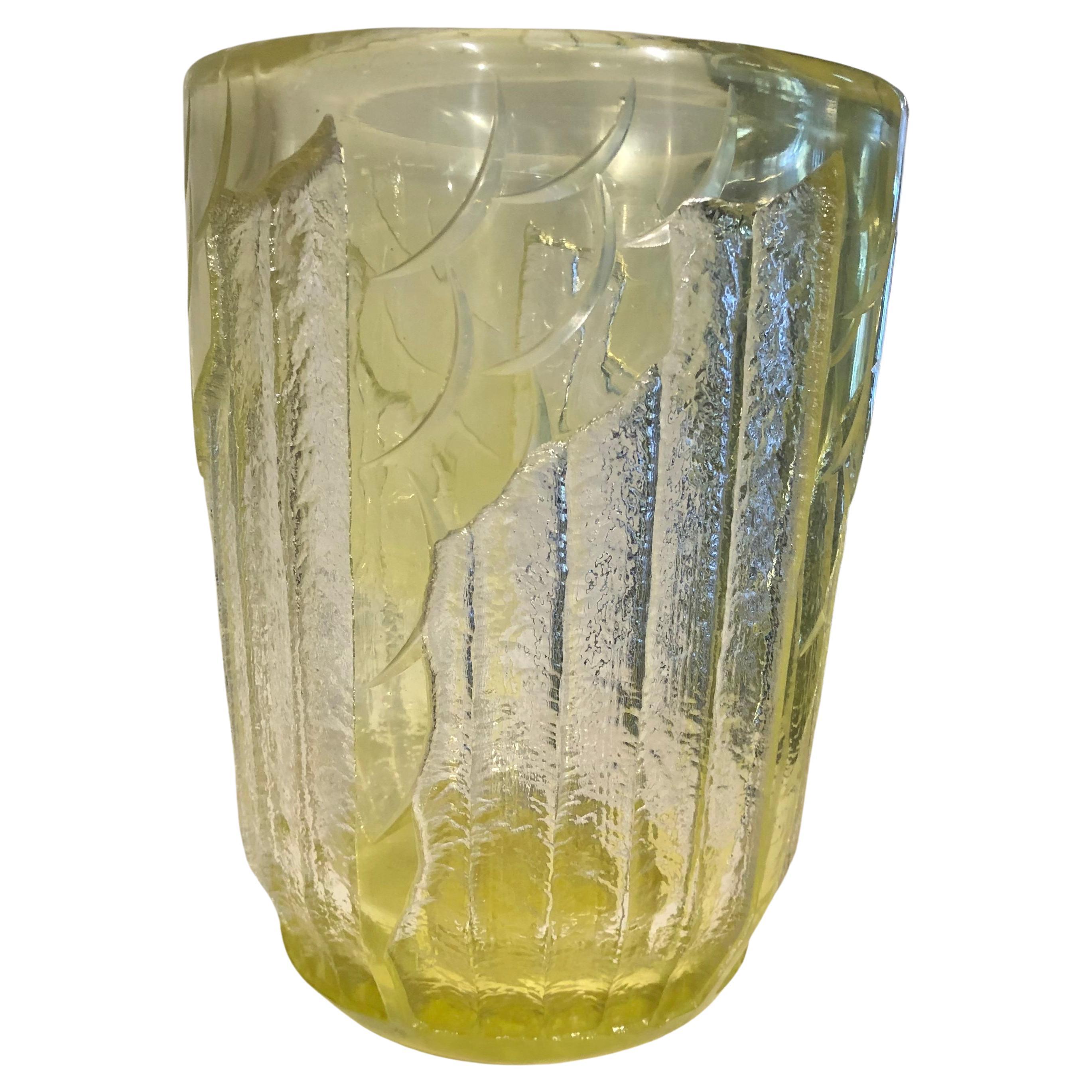 Art Deco Acid Etched Vase by Schneider For Sale