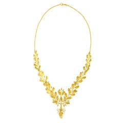 Art Deco Acorn and Oak Leaf Gold Necklace