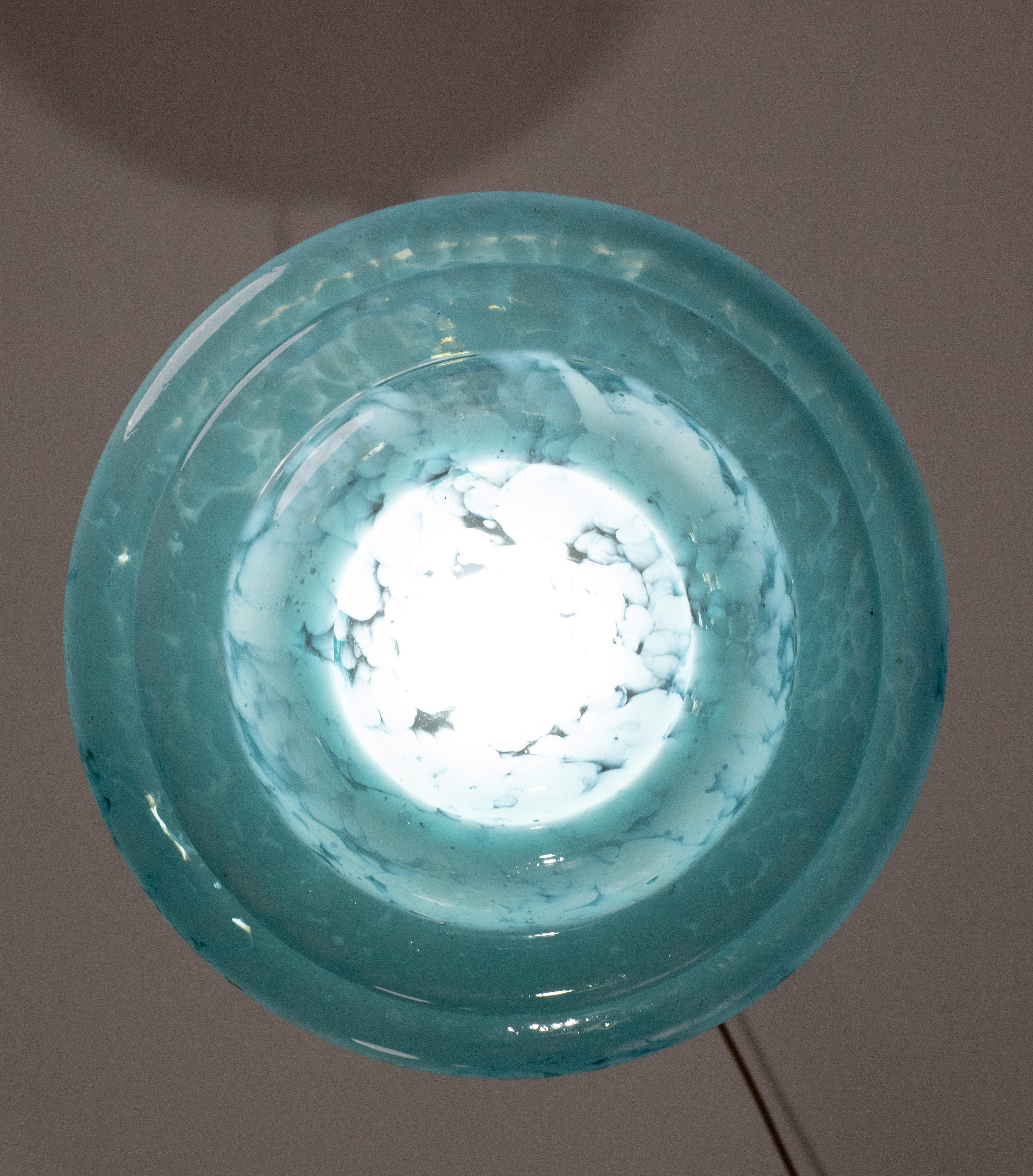 Art Decò Acquamarine Murano Glass Pendant, 1950 For Sale 5