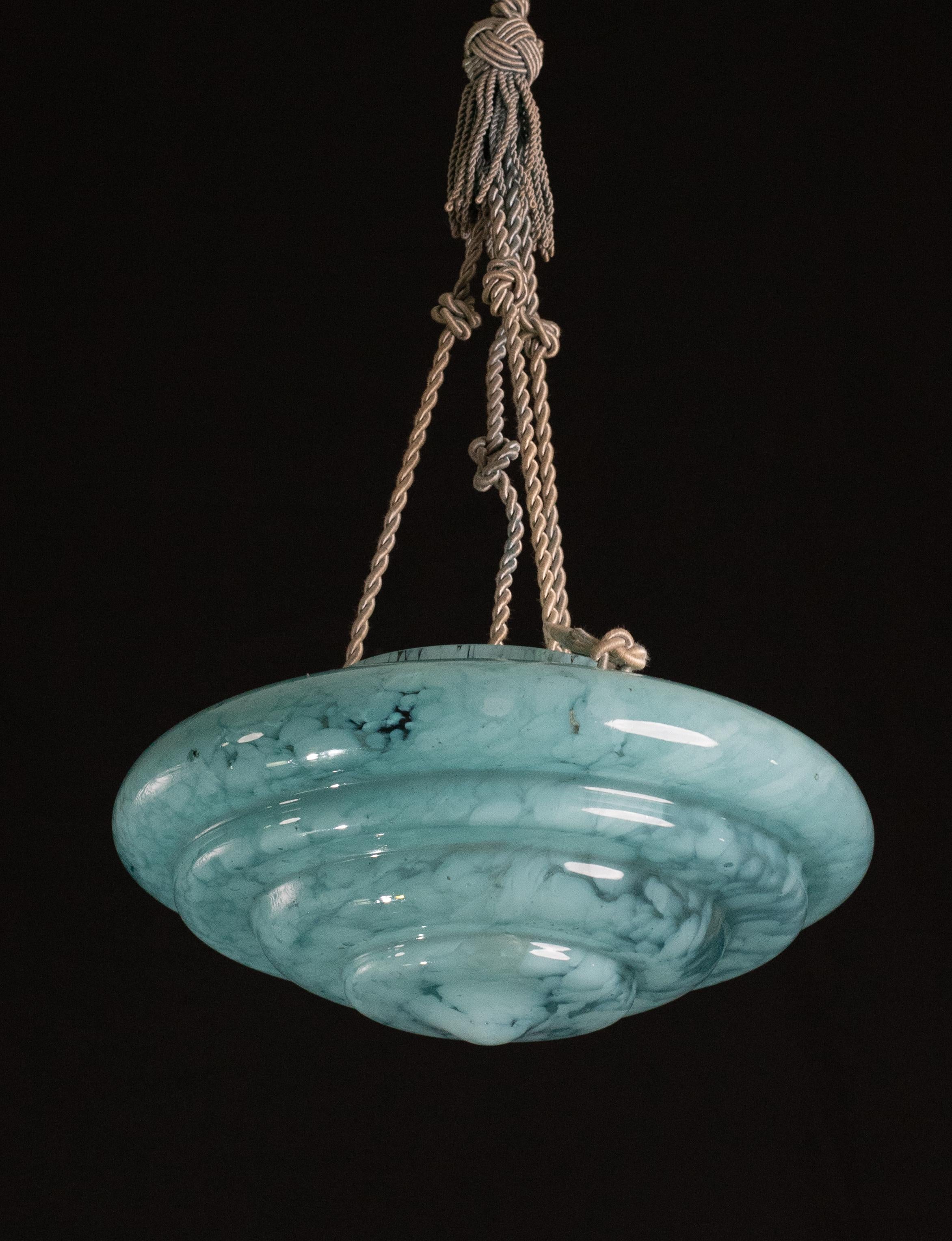 Art Decò Acquamarine Murano Glass Pendant, 1950 For Sale 7