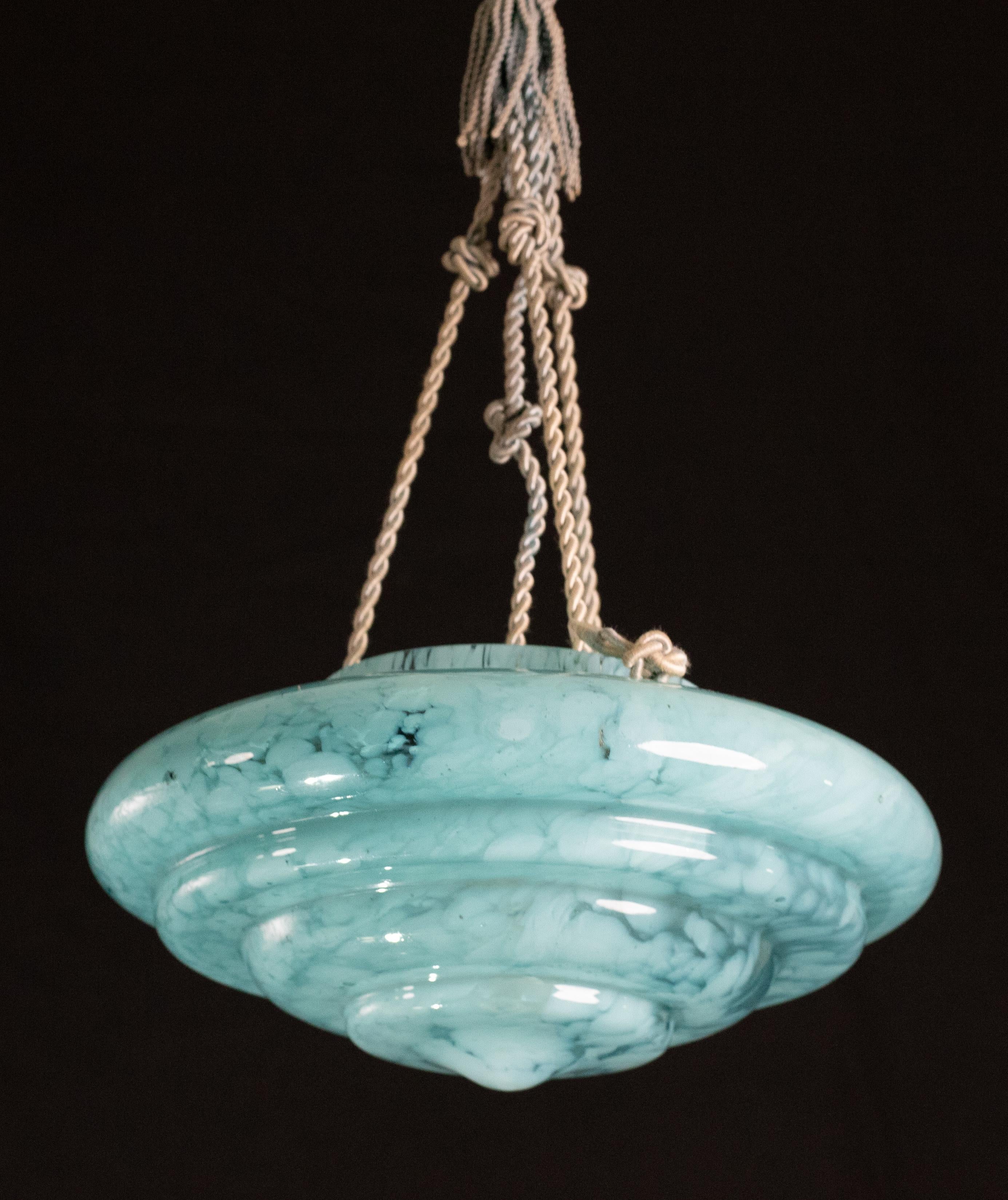 Art Decò Acquamarine Murano Glass Pendant, 1950 For Sale 9
