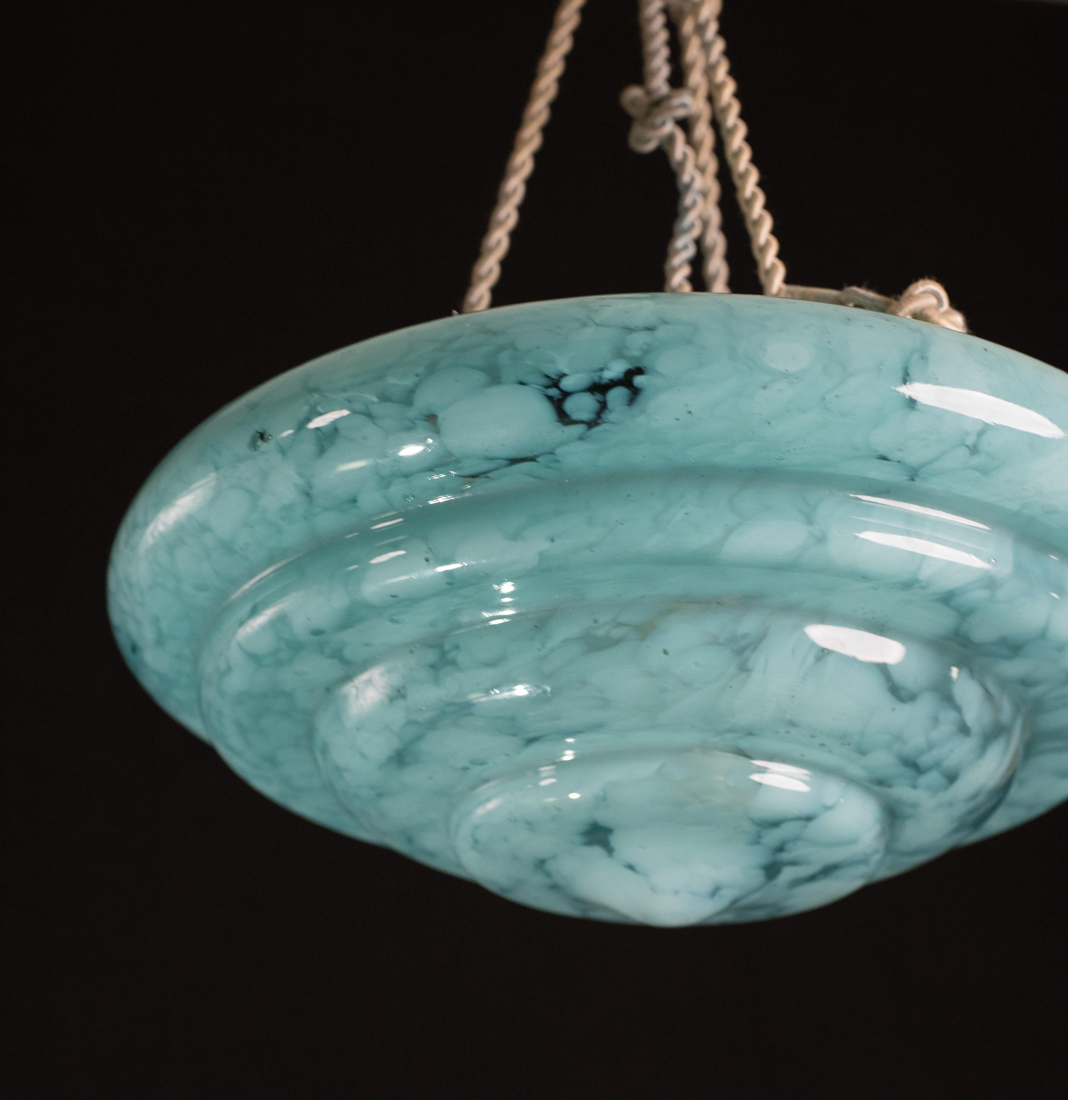 Art Decò Acquamarine Murano Glass Pendant, 1950 For Sale 2