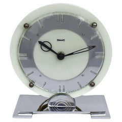 Art Deco Acrylic & Chrome Desk Electric Clock by Ferranti, England, C1930