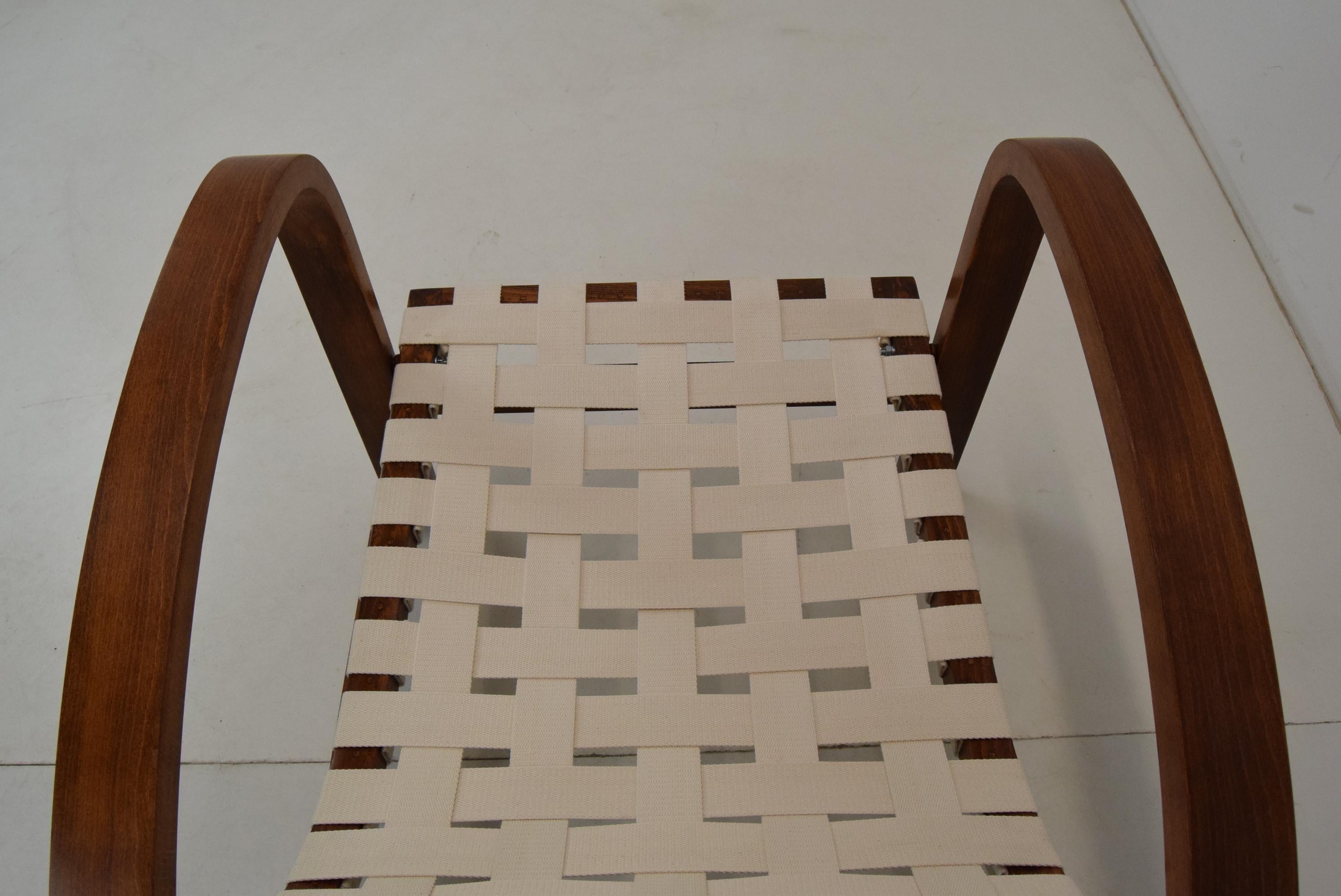 Verstellbarer Art-déco-Sessel, entworfen von Jindrich Halabala, restauriert, 1930er Jahre im Angebot 4
