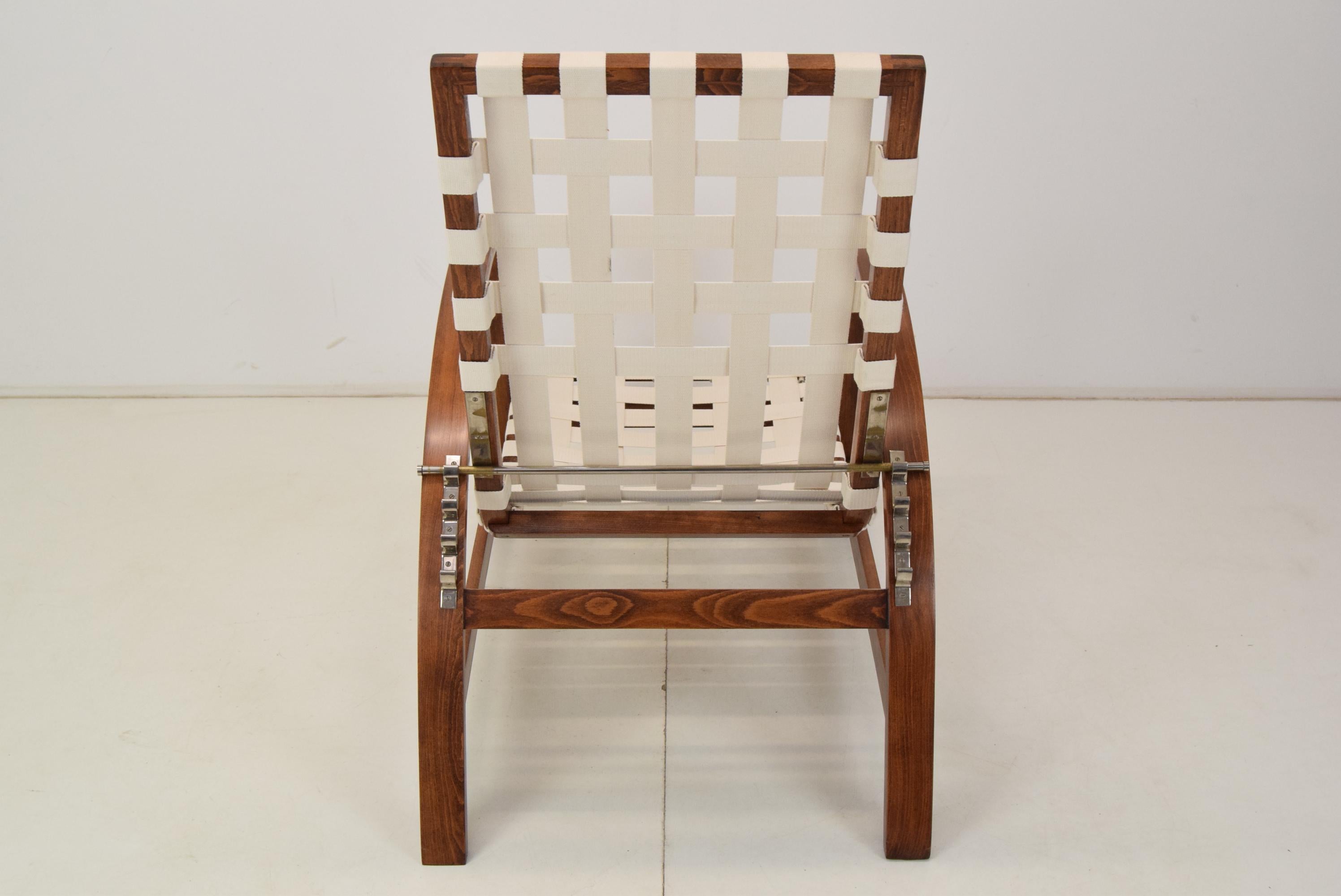 Verstellbarer Art-déco-Sessel, entworfen von Jindrich Halabala, restauriert, 1930er Jahre im Angebot 7