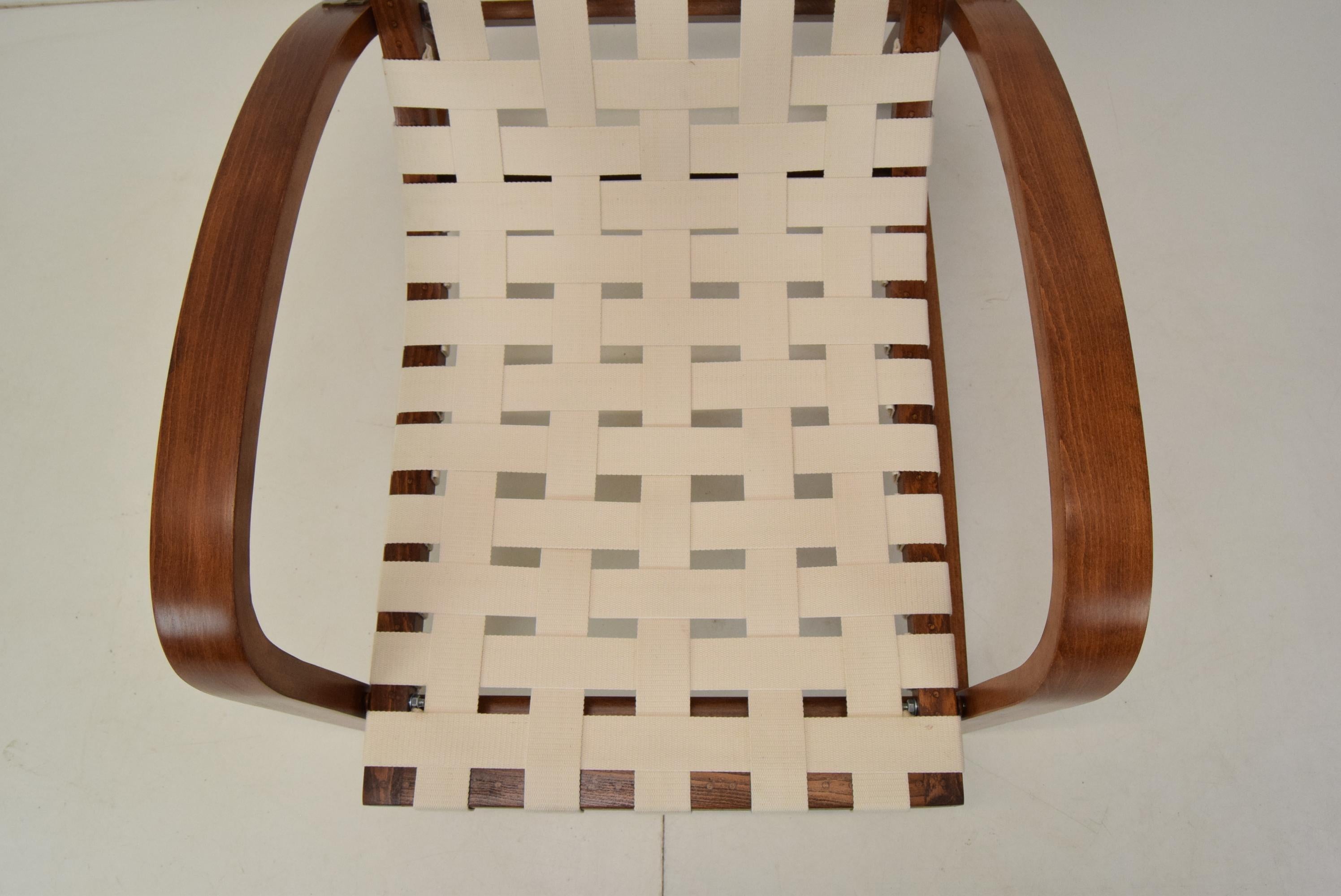 Verstellbarer Art-déco-Sessel, entworfen von Jindrich Halabala, restauriert, 1930er Jahre im Angebot 8