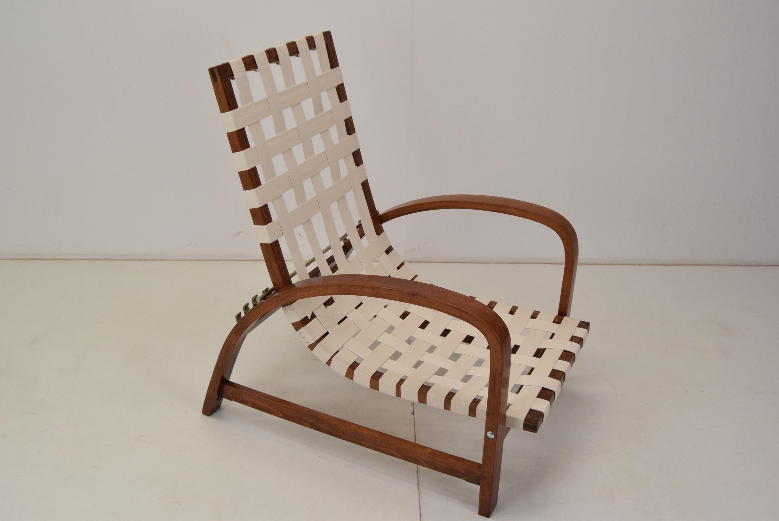 Verstellbarer Art-déco-Sessel, entworfen von Jindrich Halabala, restauriert, 1930er Jahre (Art déco) im Angebot