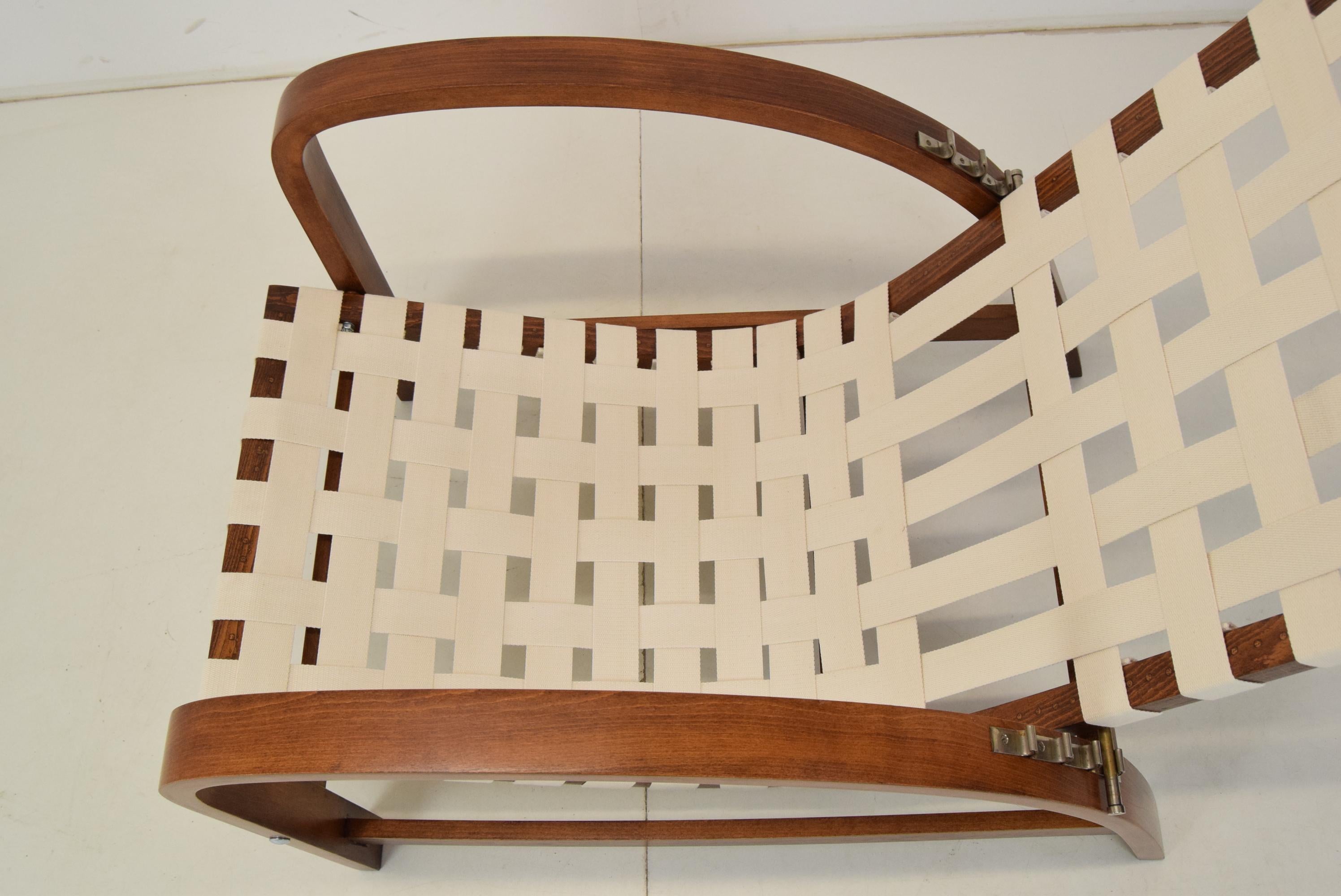 Verstellbarer Art-déco-Sessel, entworfen von Jindrich Halabala, restauriert, 1930er Jahre (Stoff) im Angebot