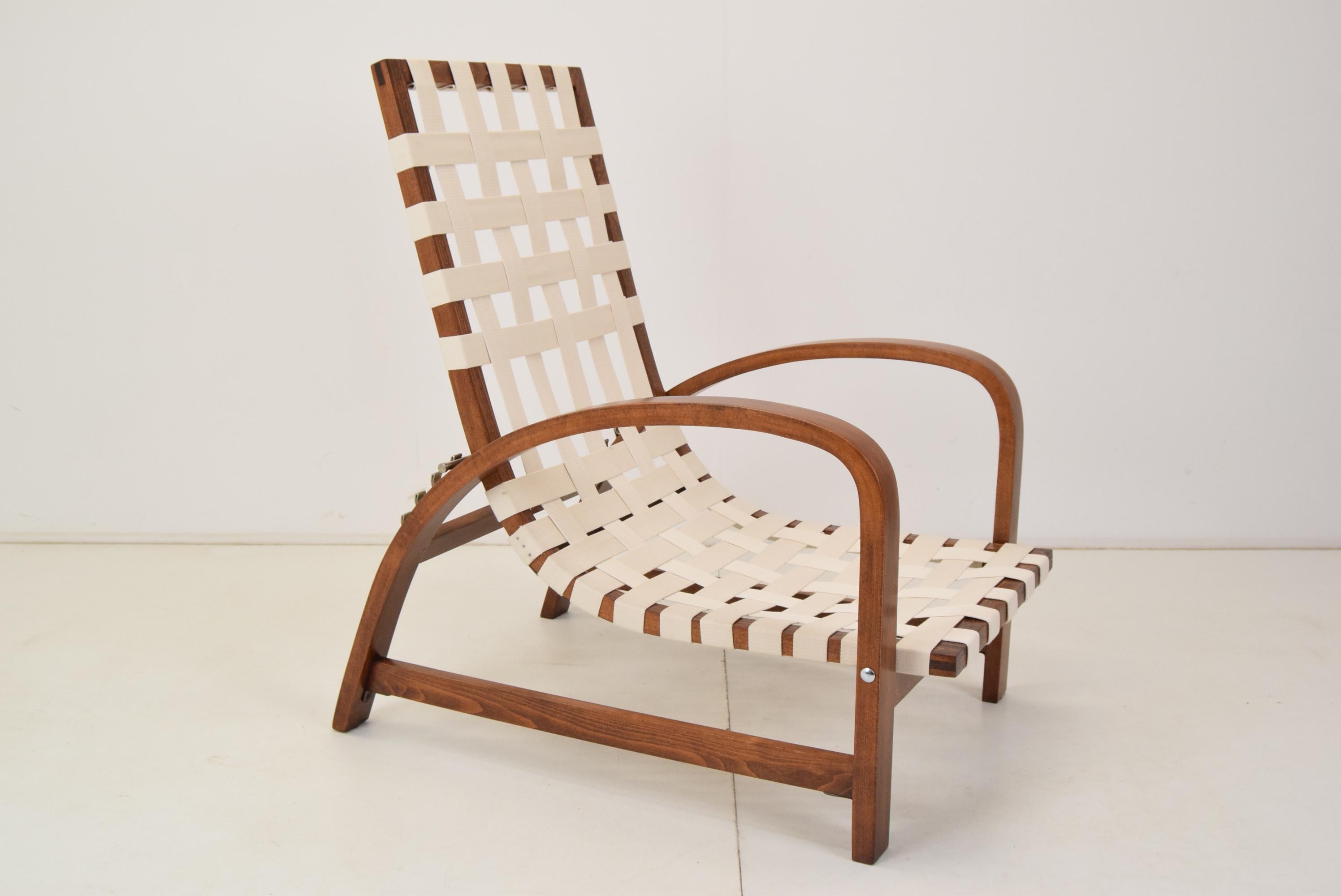 Verstellbarer Art-déco-Sessel, entworfen von Jindrich Halabala, restauriert, 1930er Jahre im Angebot 1