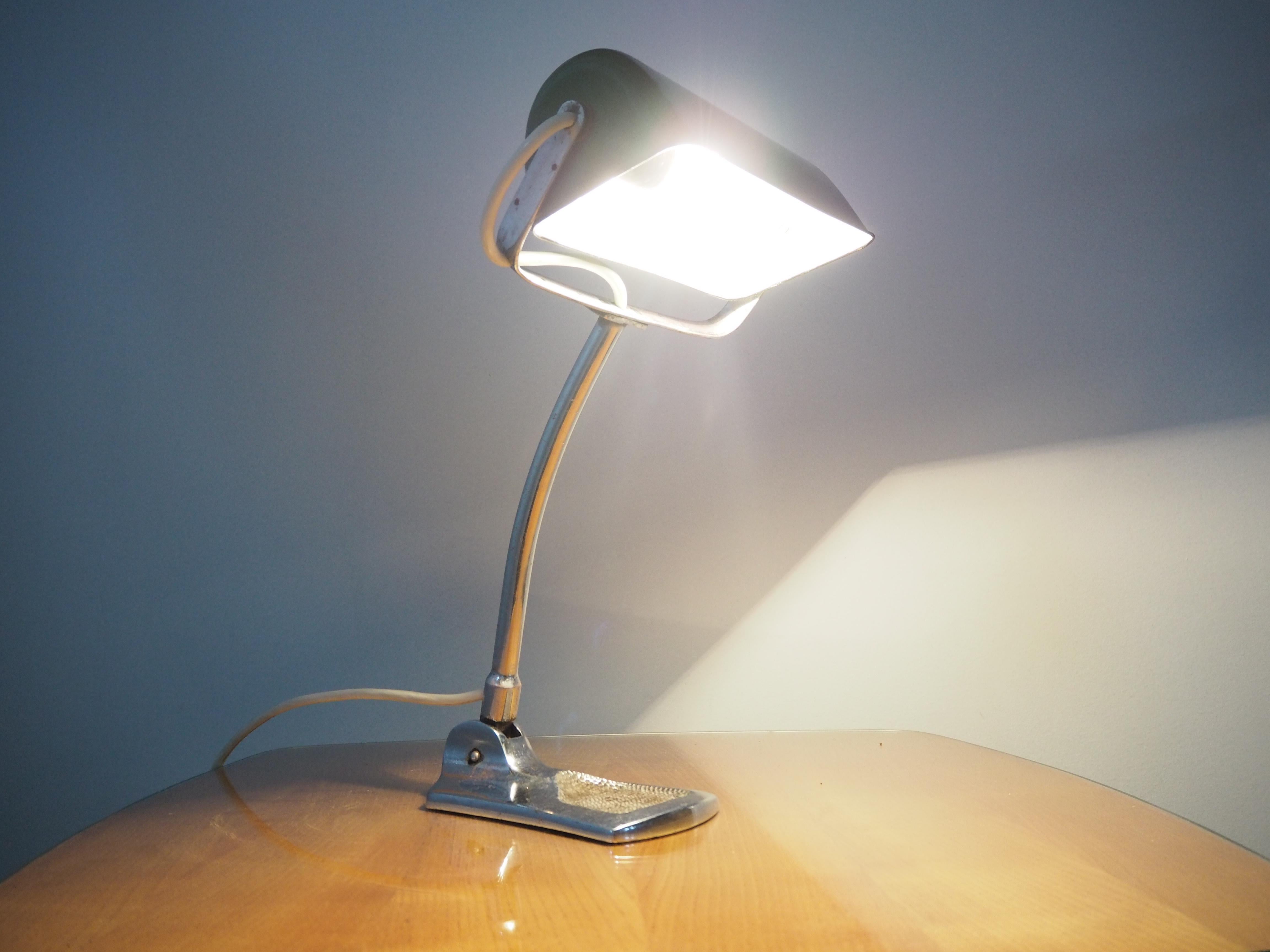 Art Deco Adjustable Bank Enamel Table Lamp 1930s 4