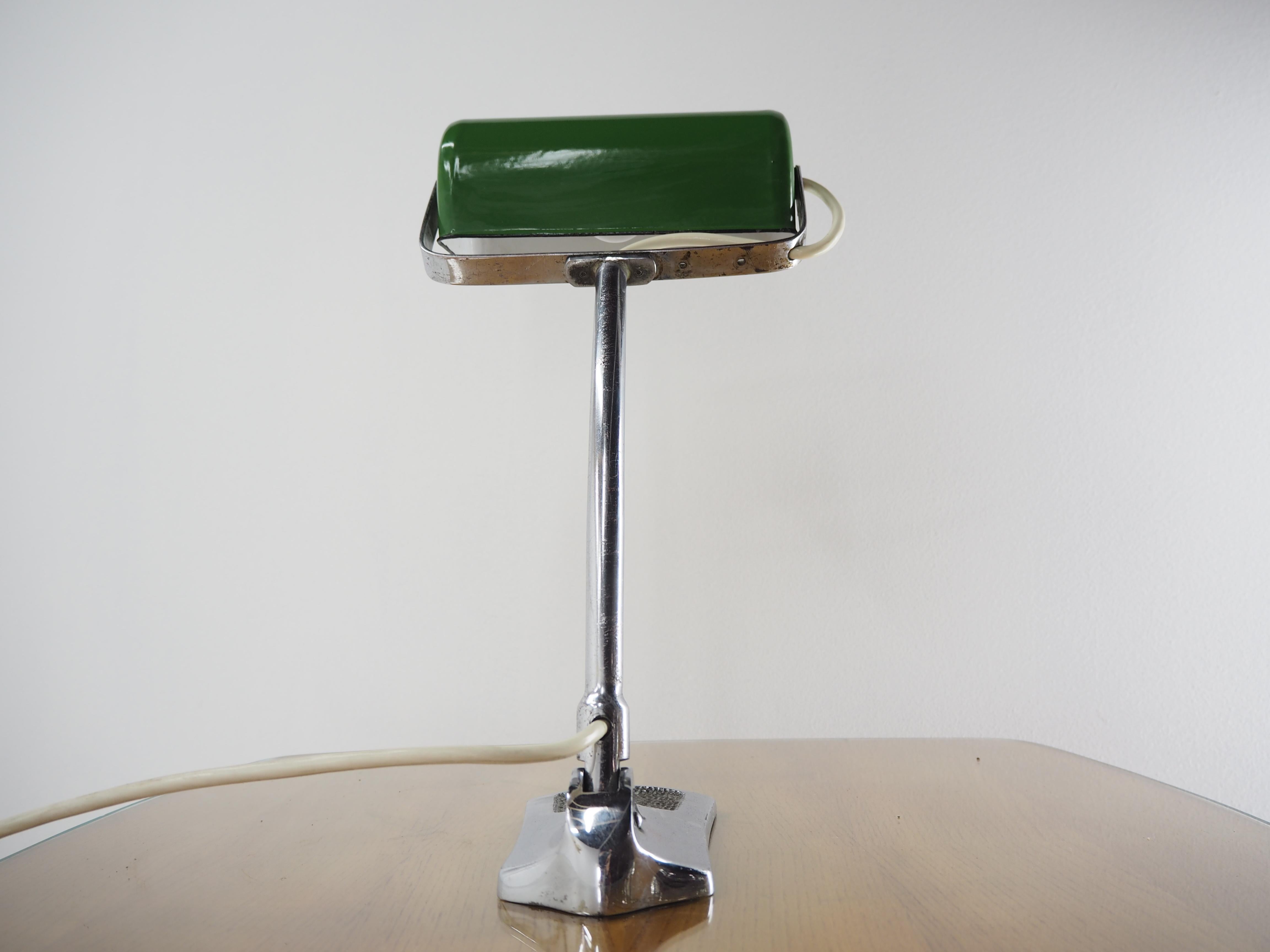 European Art Deco Adjustable Bank Enamel Table Lamp 1930s