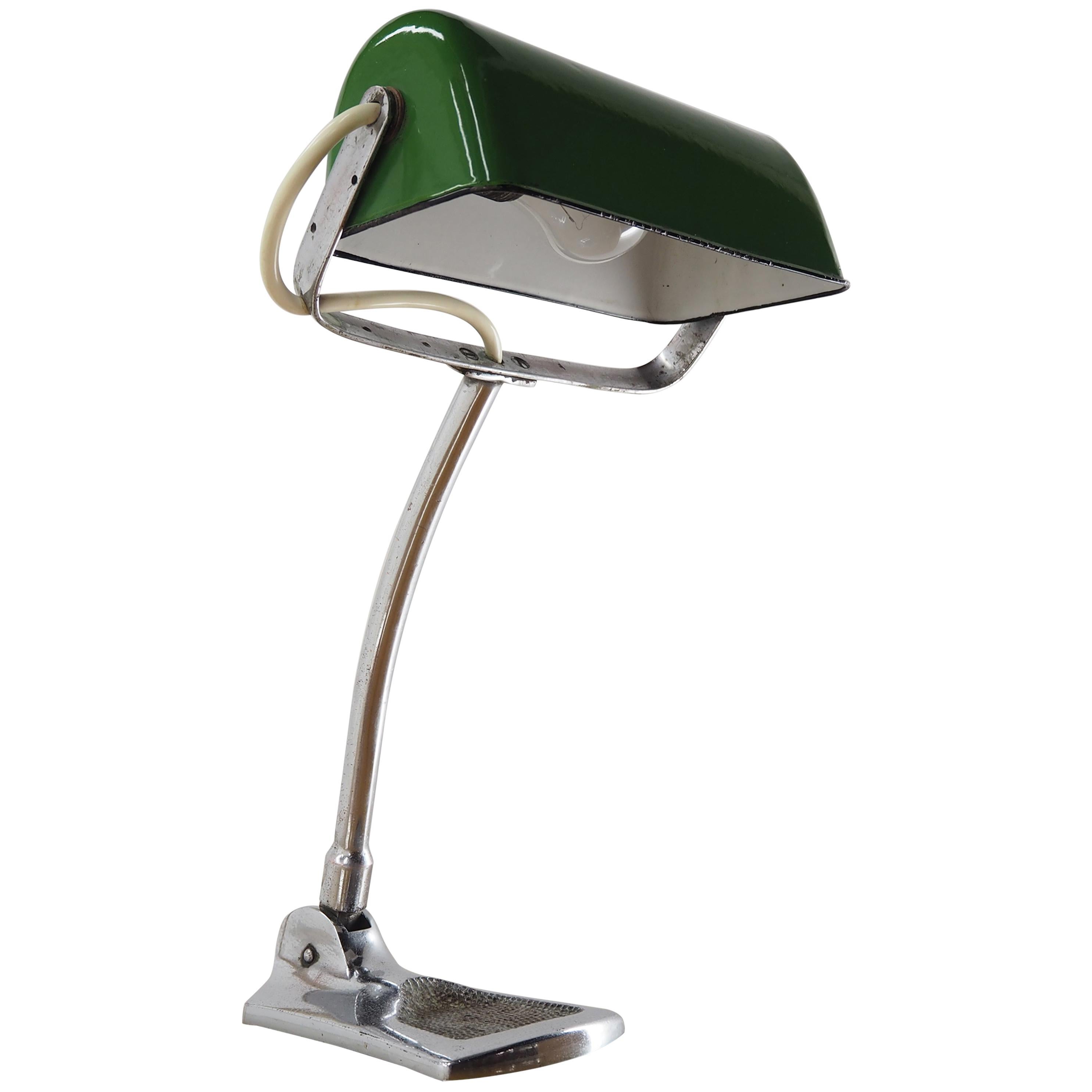 Art Deco Adjustable Bank Enamel Table Lamp 1930s