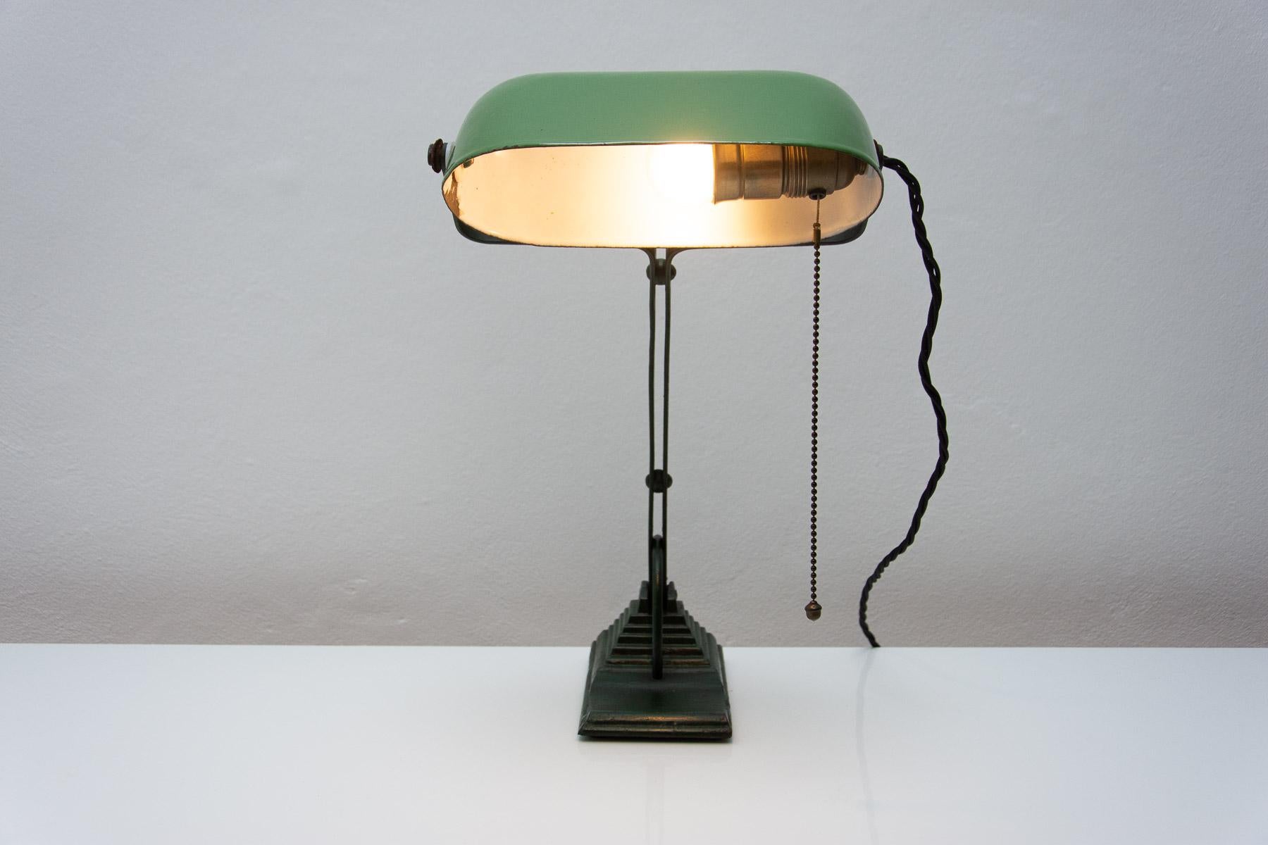 Art Deco Adjustable Banker Lamp, 1930s, Bohemia For Sale 3