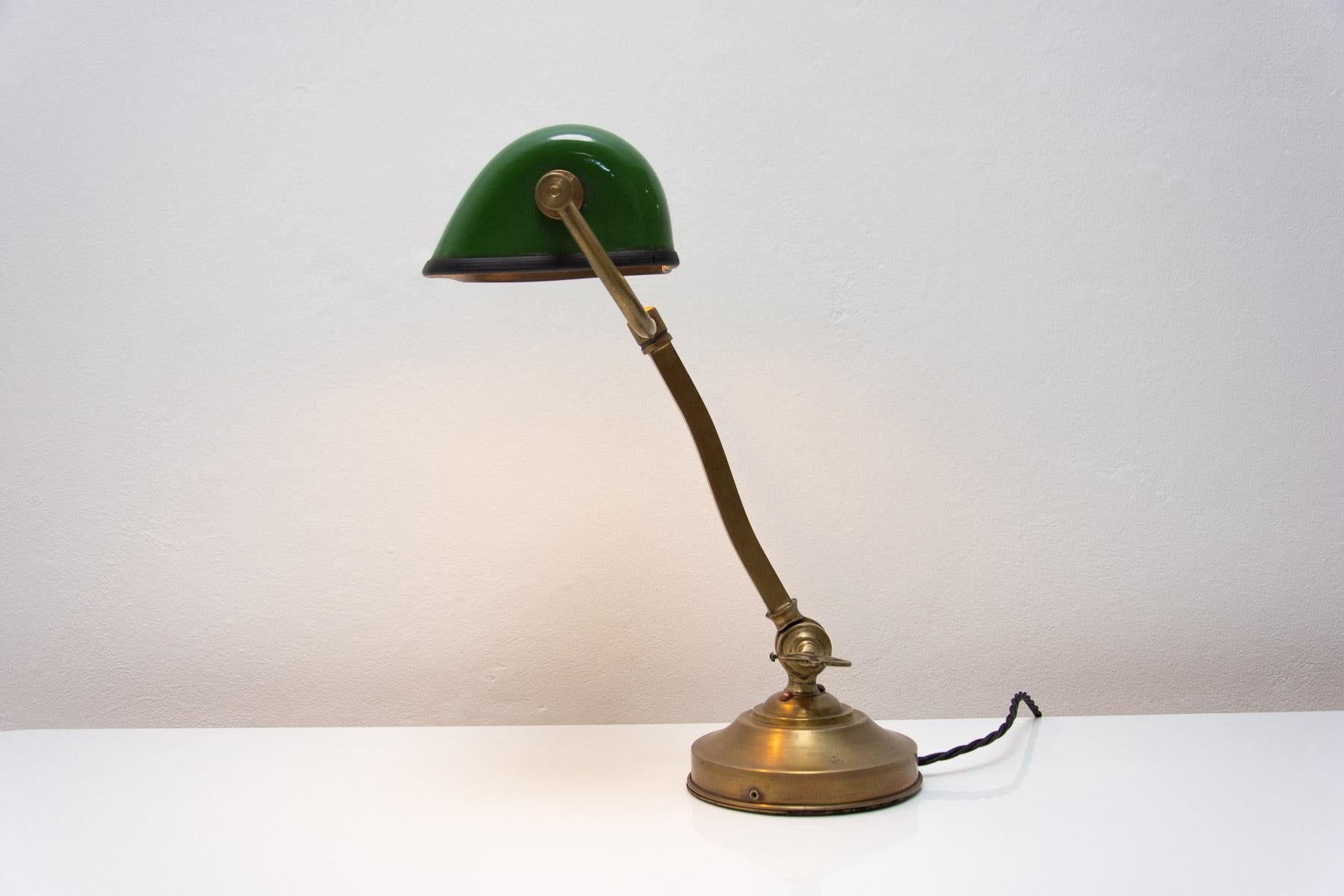 Art Deco verstellbare Bankerlampe, 1930er Jahre, Bohemia im Angebot 3