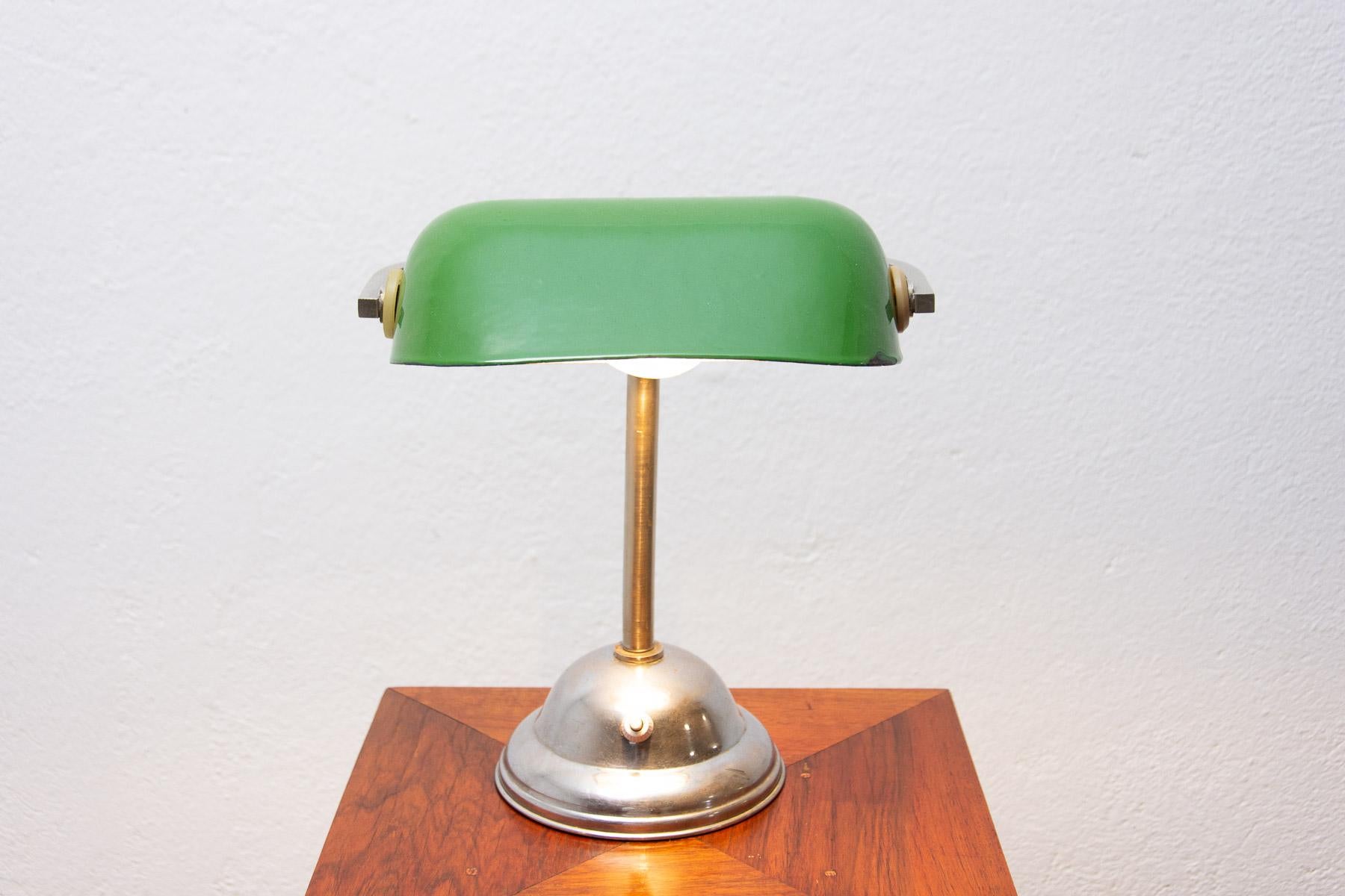 Art Deco Adjustable Banker Lamp, 1930s, Bohemia 5