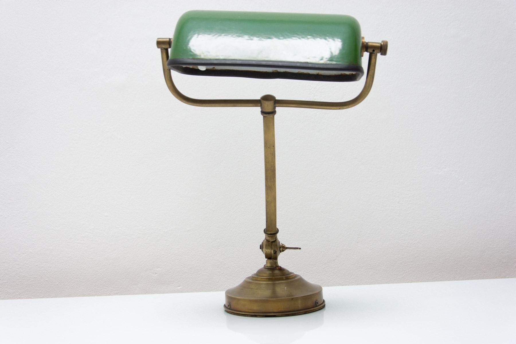 Art Deco Adjustable Banker Lamp, 1930s, Bohemia For Sale 3