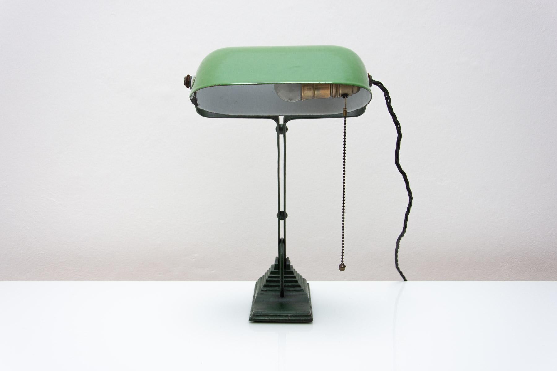 Art Deco Adjustable Banker Lamp, 1930s, Bohemia For Sale 5