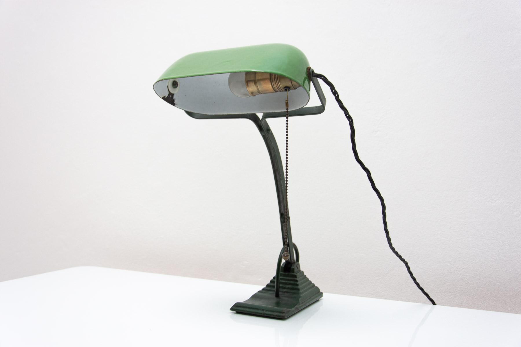 Art Deco Adjustable Banker Lamp, 1930s, Bohemia For Sale 7