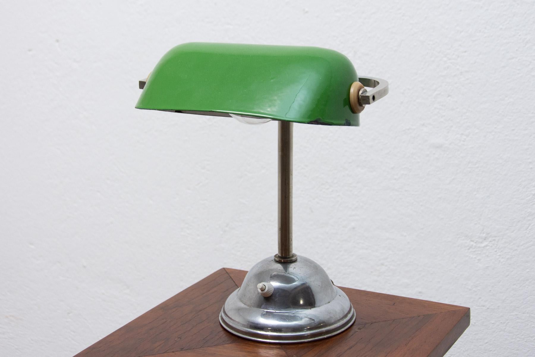 Art Deco Adjustable Banker Lamp, 1930s, Bohemia 8