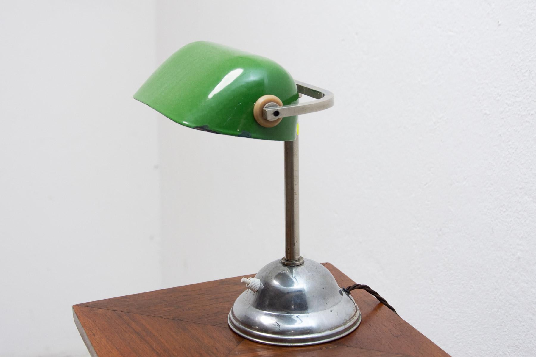 Czech Art Deco Adjustable Banker Lamp, 1930s, Bohemia