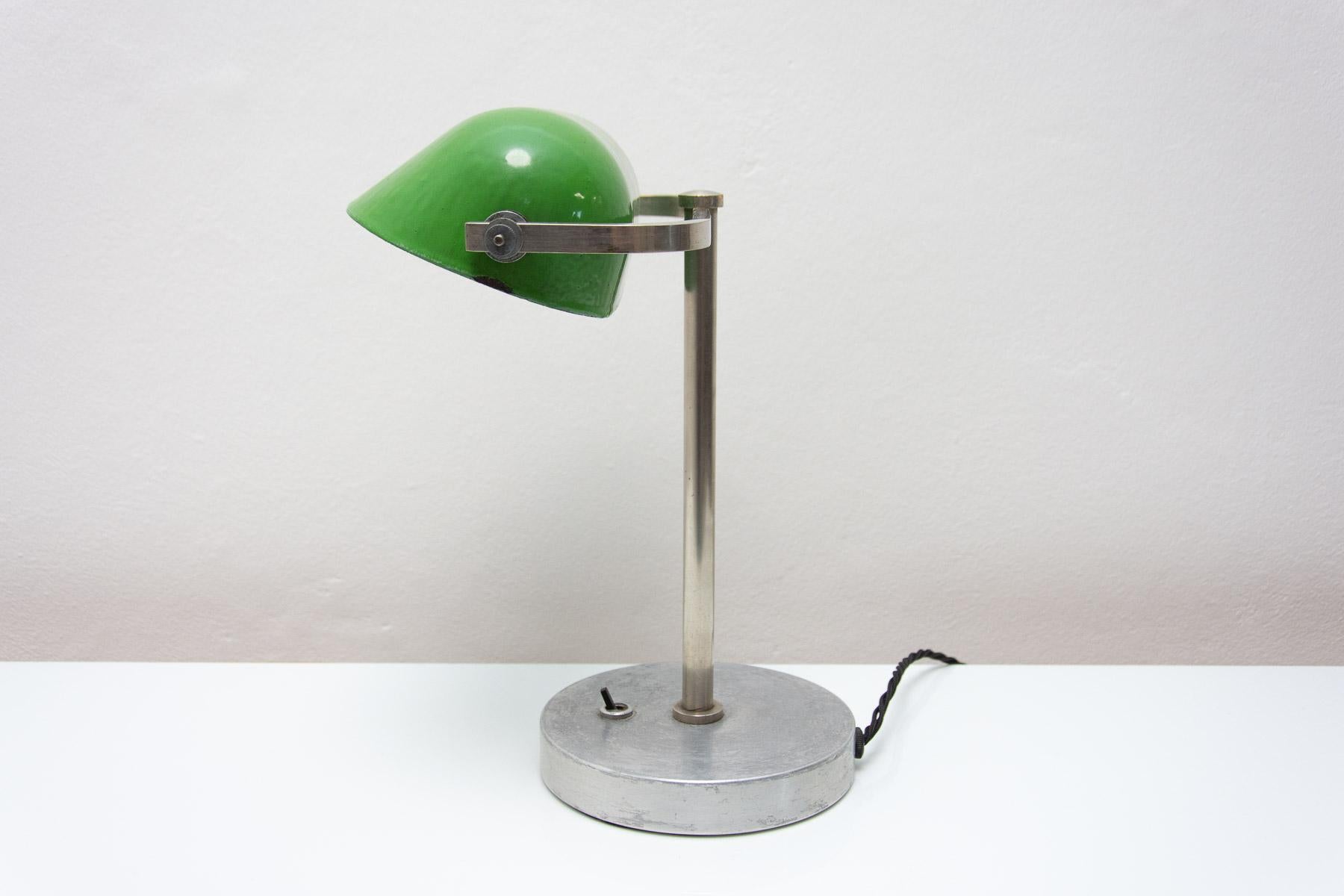 Czech Art Deco Adjustable Banker Lamp, 1930s, Bohemia For Sale