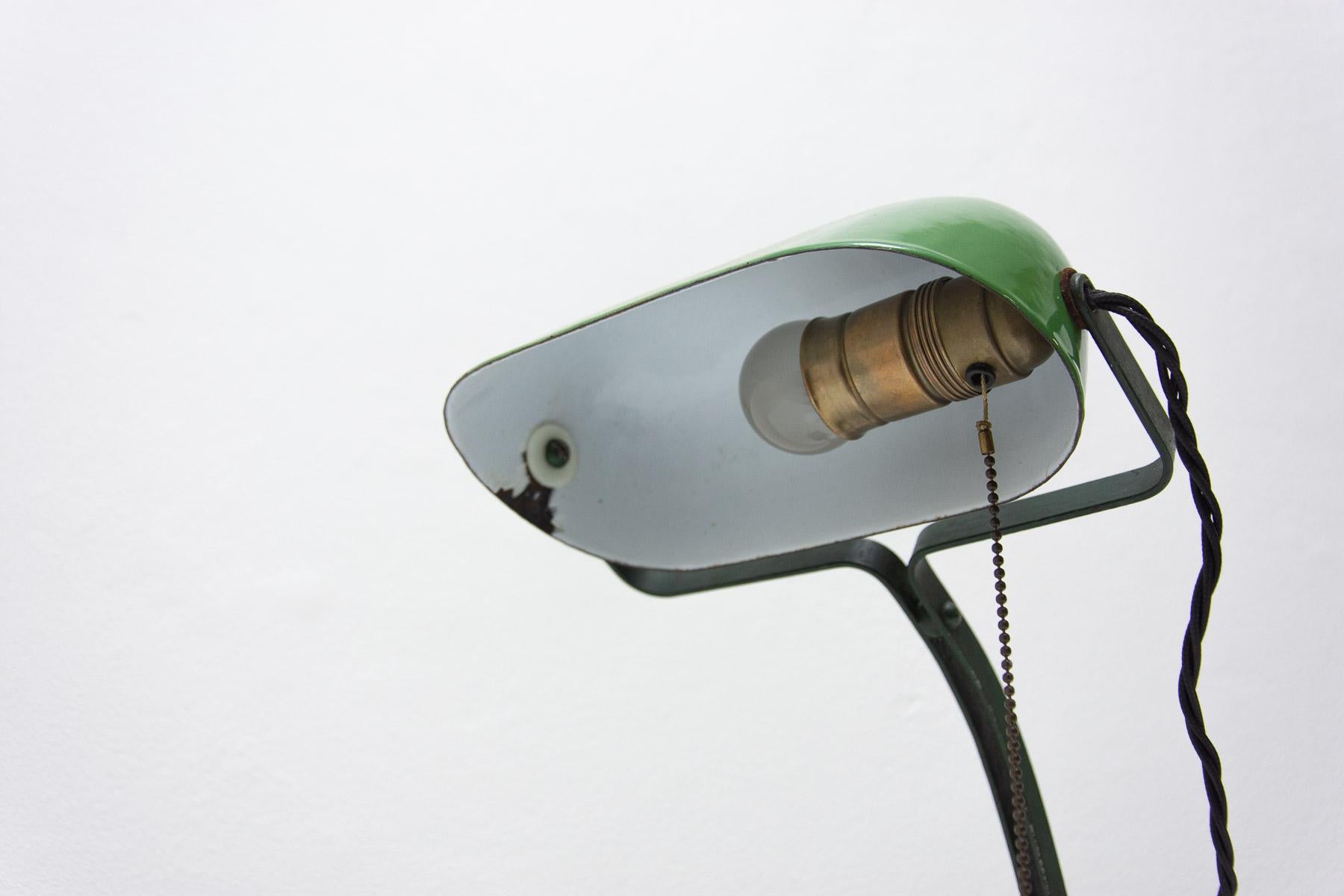 Art Deco Adjustable Banker Lamp, 1930s, Bohemia In Good Condition For Sale In Prague 8, CZ