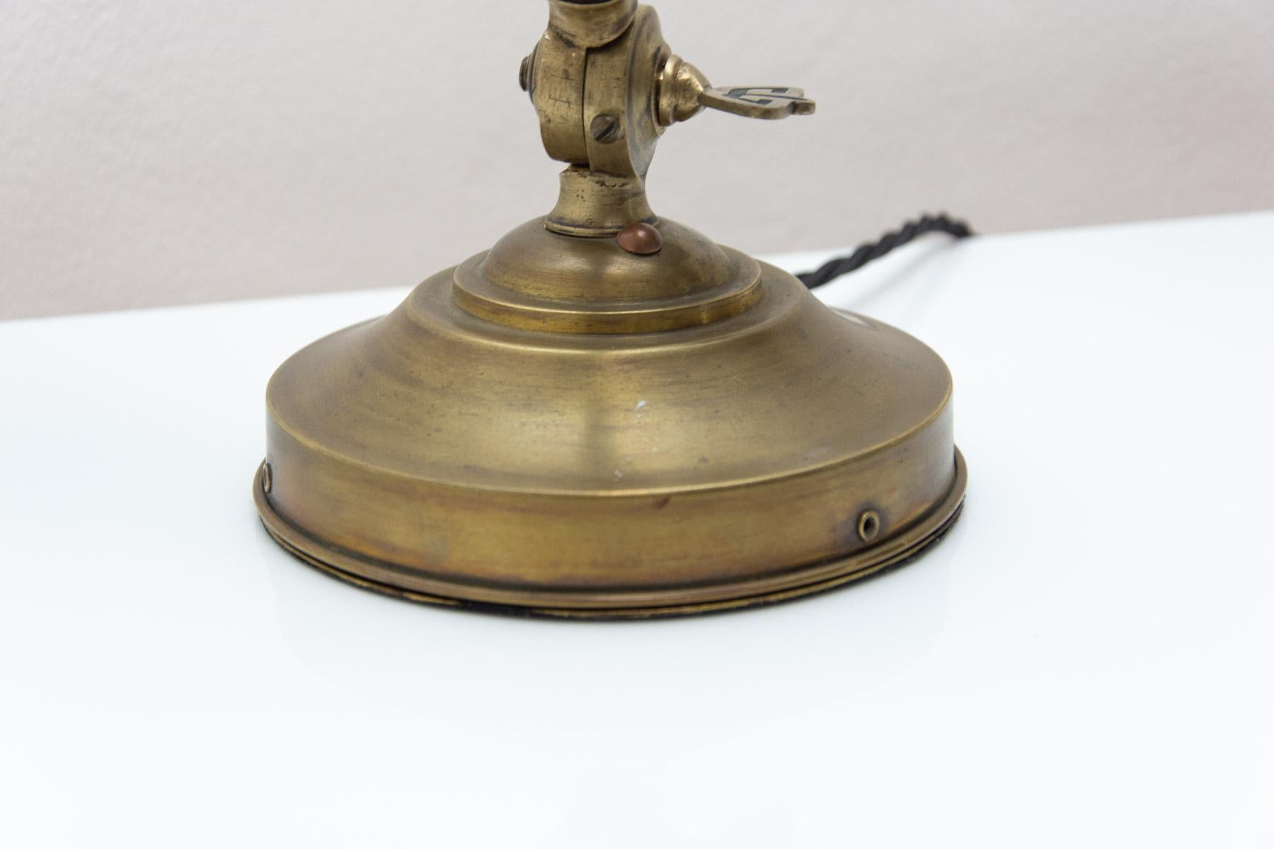 Metallic Thread Art Deco Adjustable Banker Lamp, 1930s, Bohemia For Sale