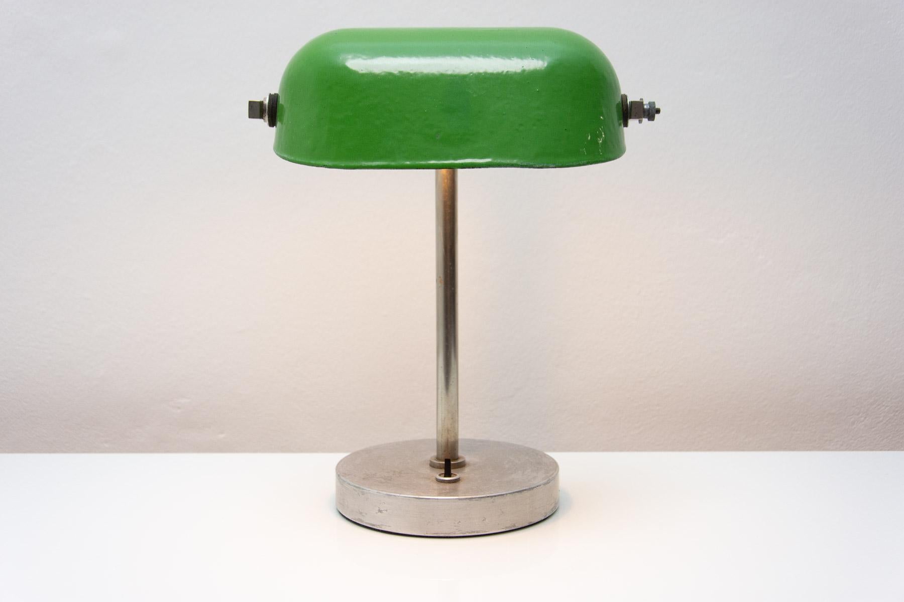 Art Deco Adjustable Banker Lamp, 1930s, Bohemia For Sale 1