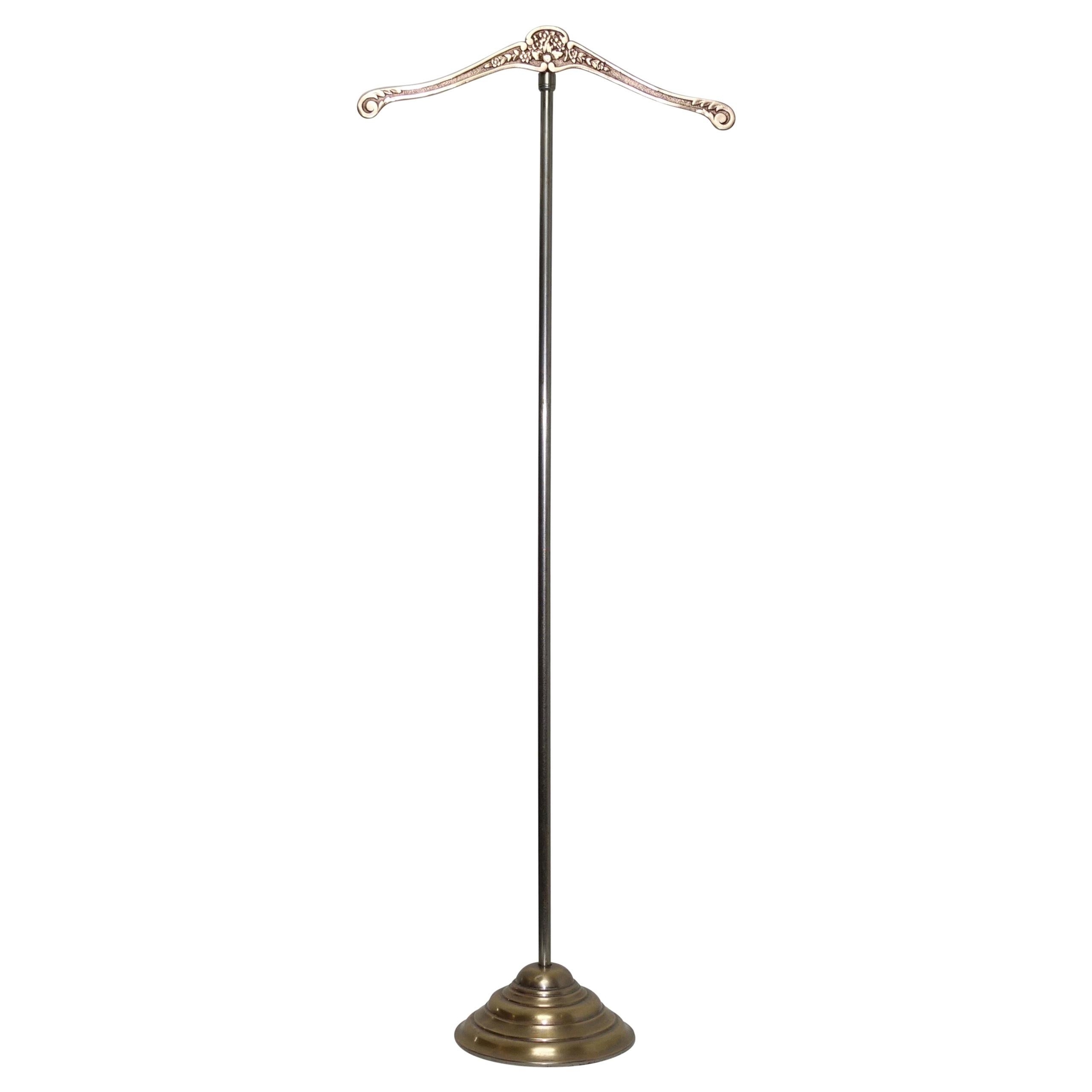 Art Deco Adjustable Brass and Steel Display Clothes Stand