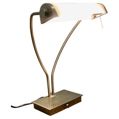 Art Deco Adjustable Brass Bankers Desk Lamp