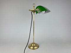 Art Deco Adjustable Brass Bankers Table Lamp, 1920's