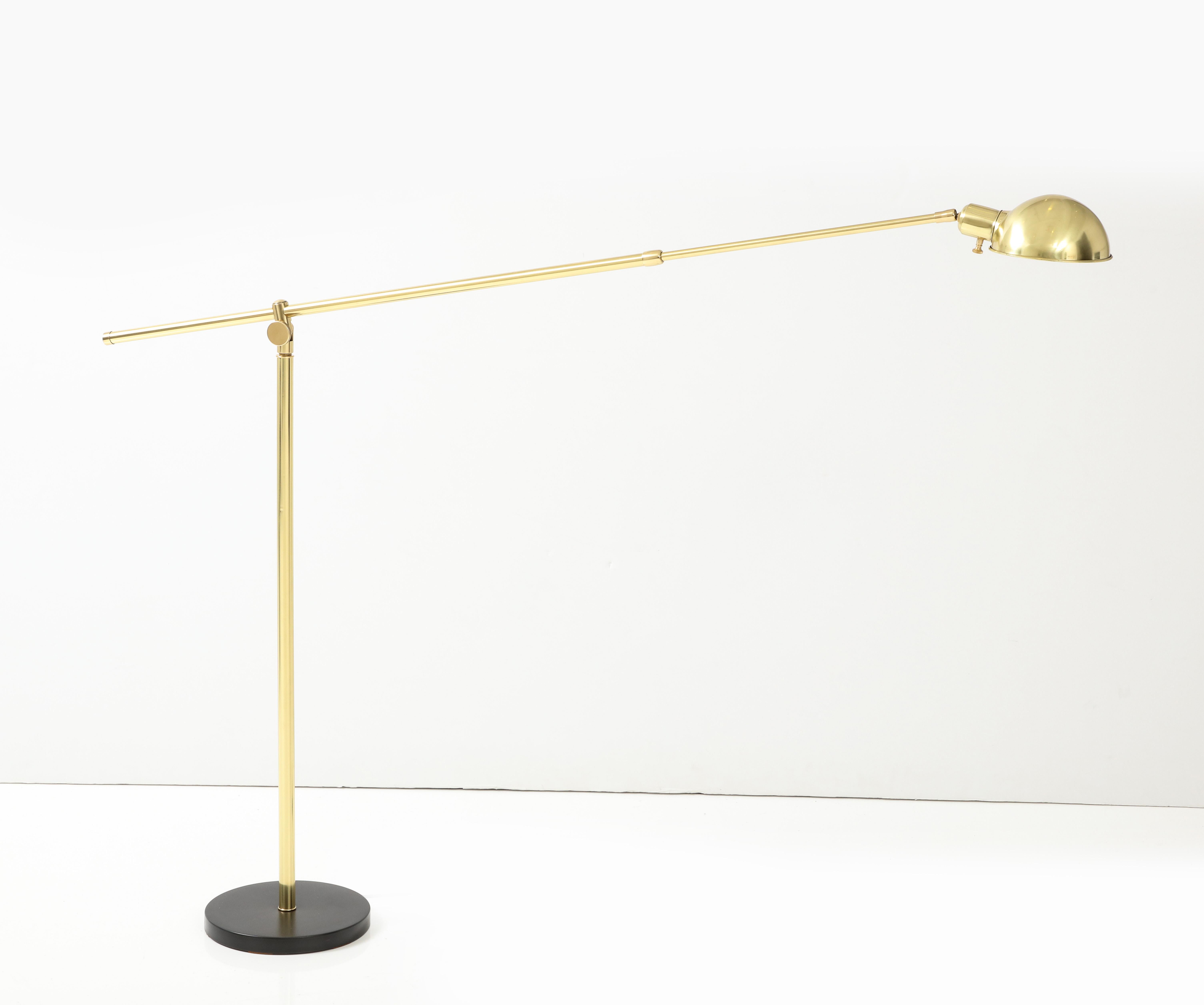 German Florian Schulz Adjustable Brass Floor Lamp For Sale