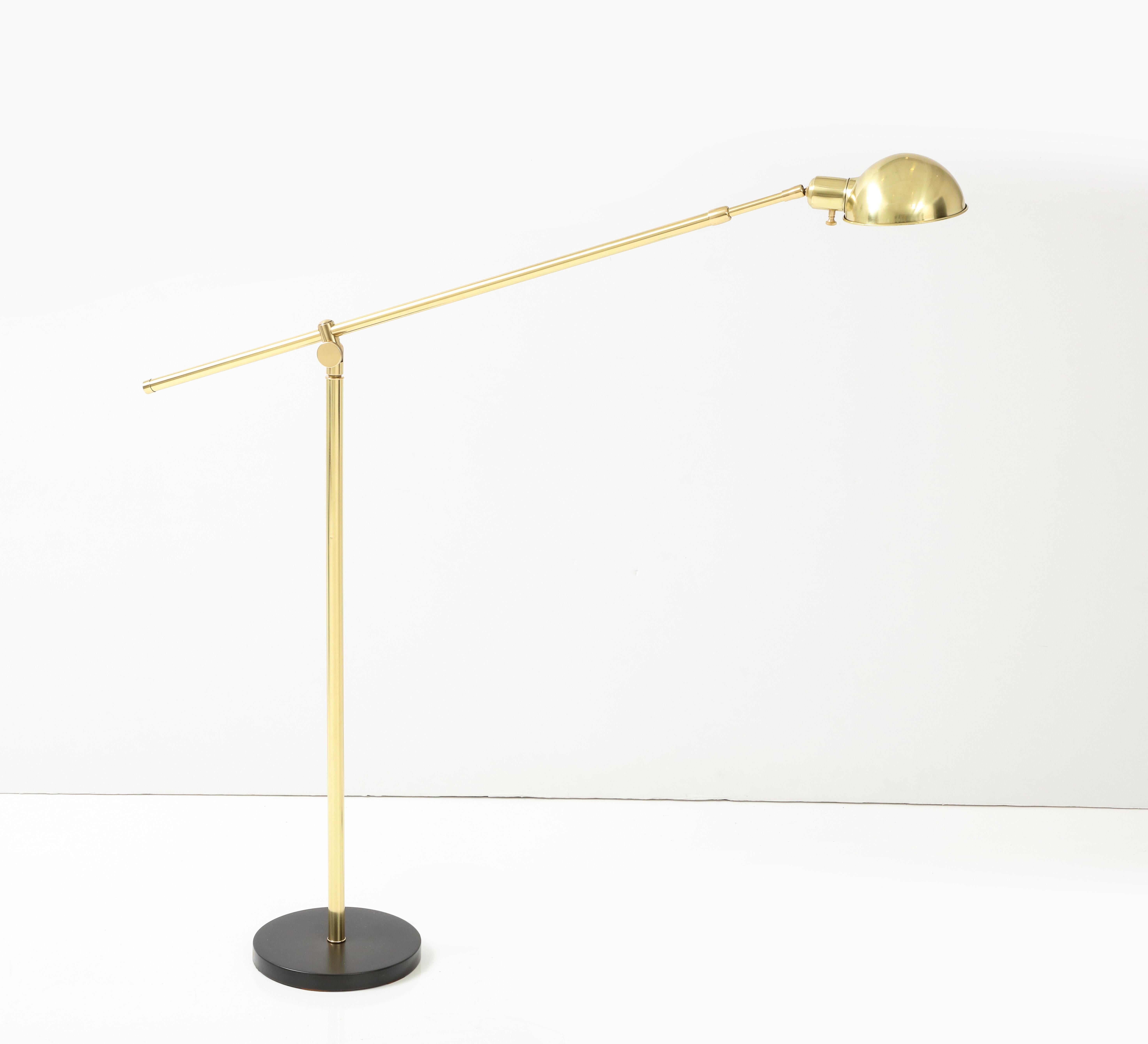 20th Century Florian Schulz Adjustable Brass Floor Lamp For Sale