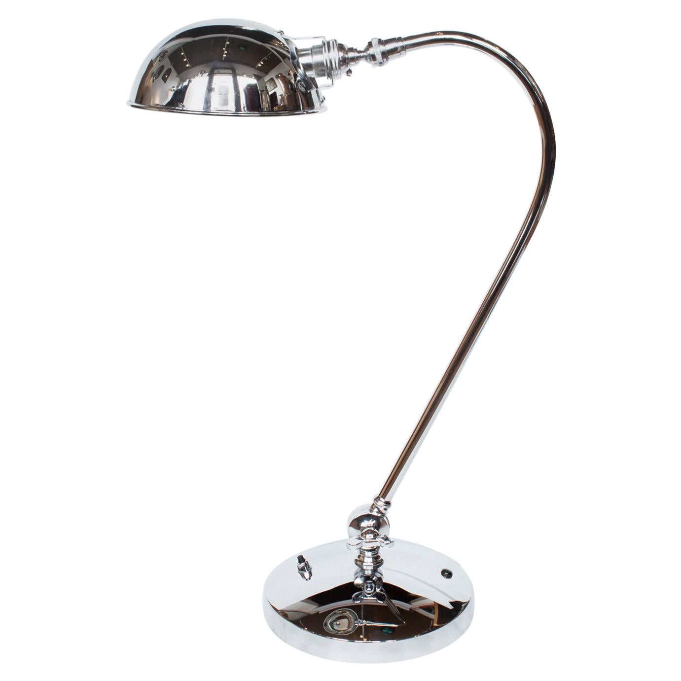 Art Deco, Adjustable, Chrome Desk Lamp with Some Replacement Parts