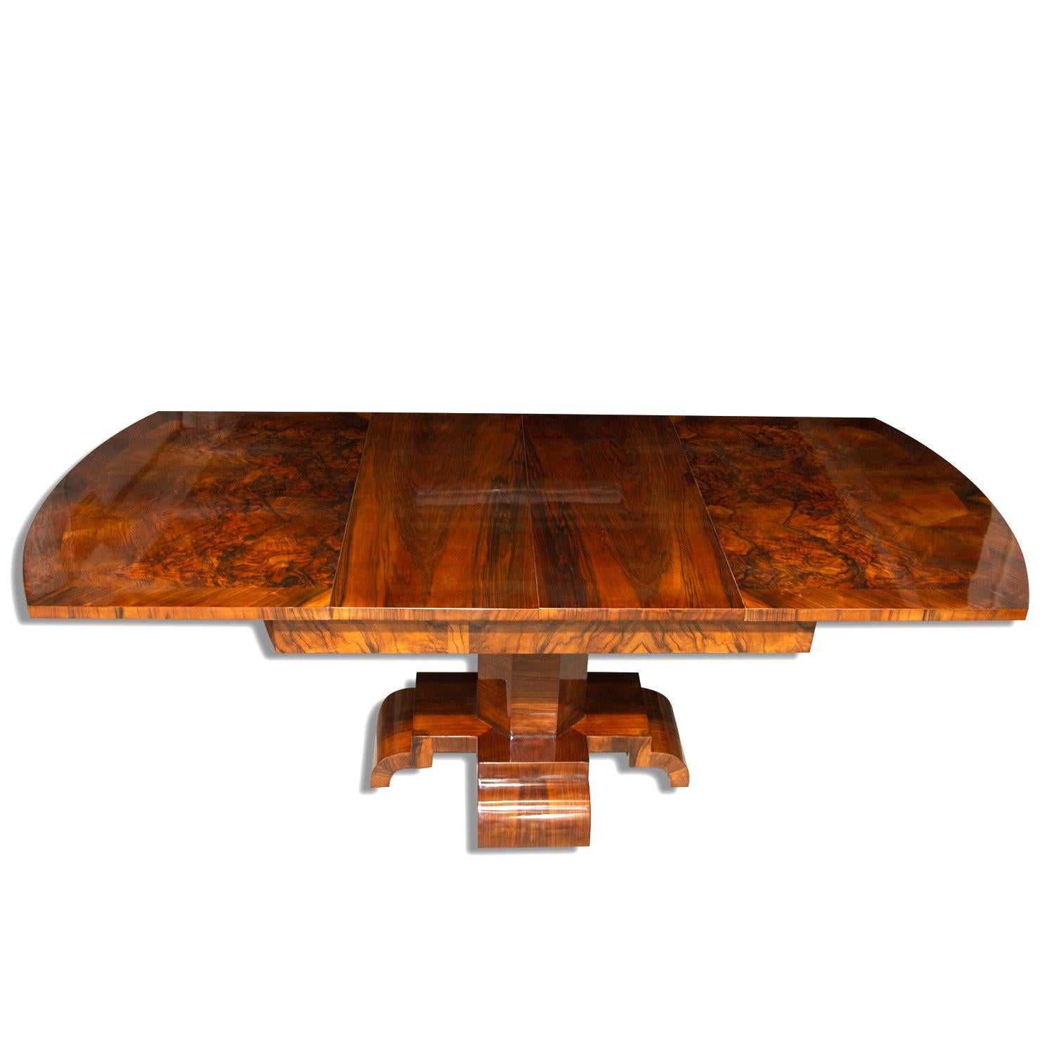 Wood Art Deco Adjustable Dining Table in Walnut Veneer from the 1930s