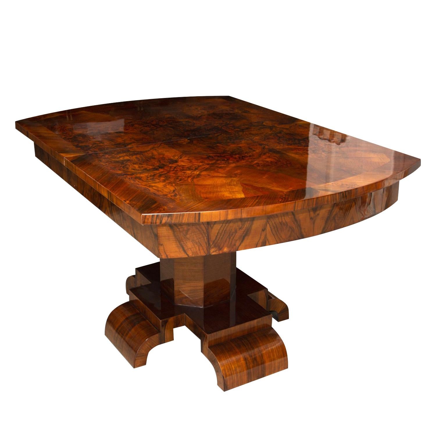 Art Deco Adjustable Dining Table in Walnut Veneer from the 1930s