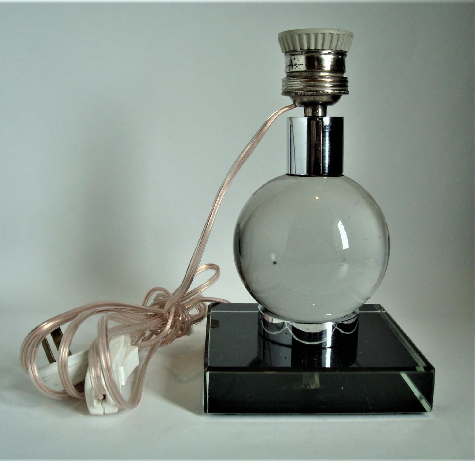 Art Deco Adjustable Glass Ball Table Lamp in the Style of Jacques Adnet For Sale 5