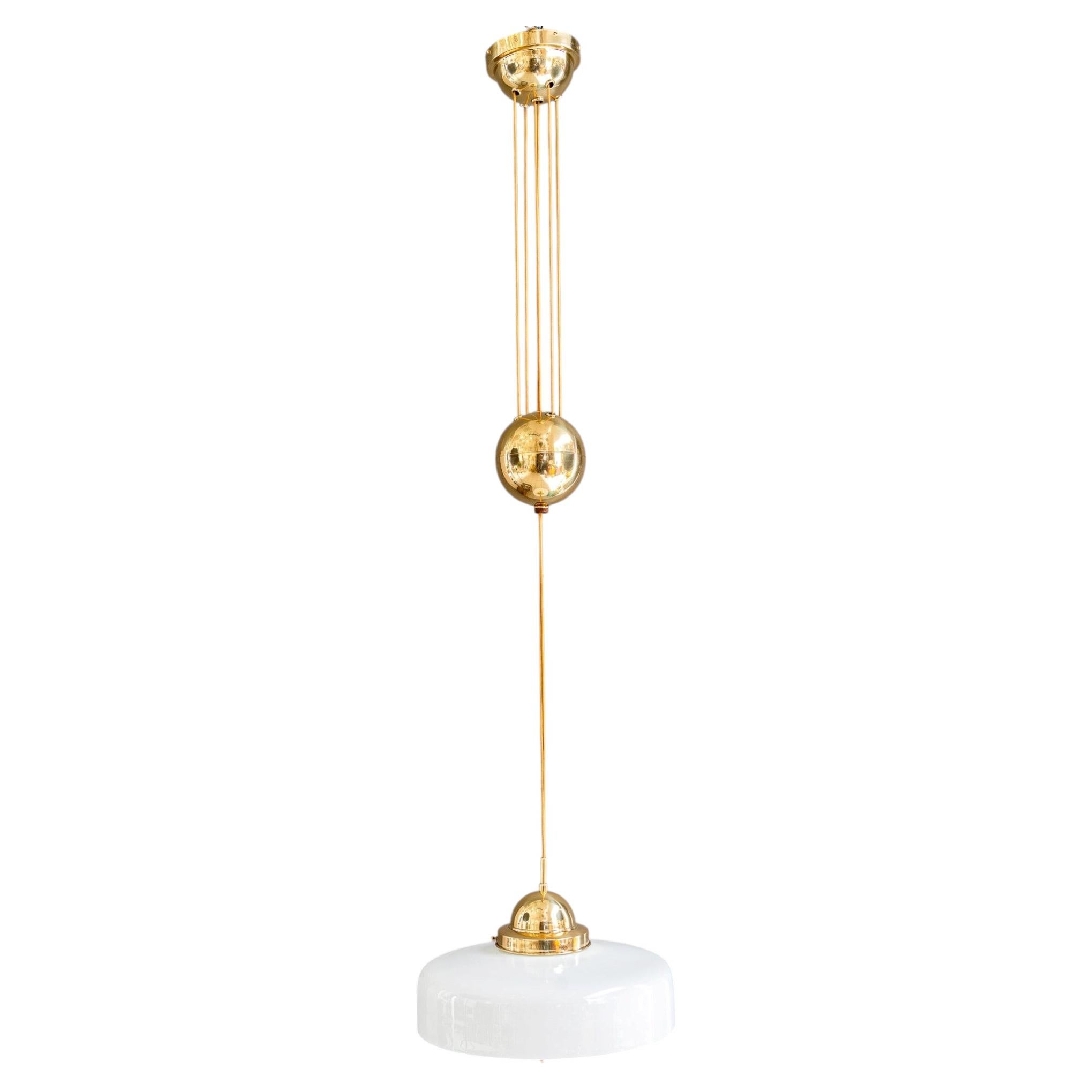 Art Deco adjustable pendant with glass shade vienna around 1920s