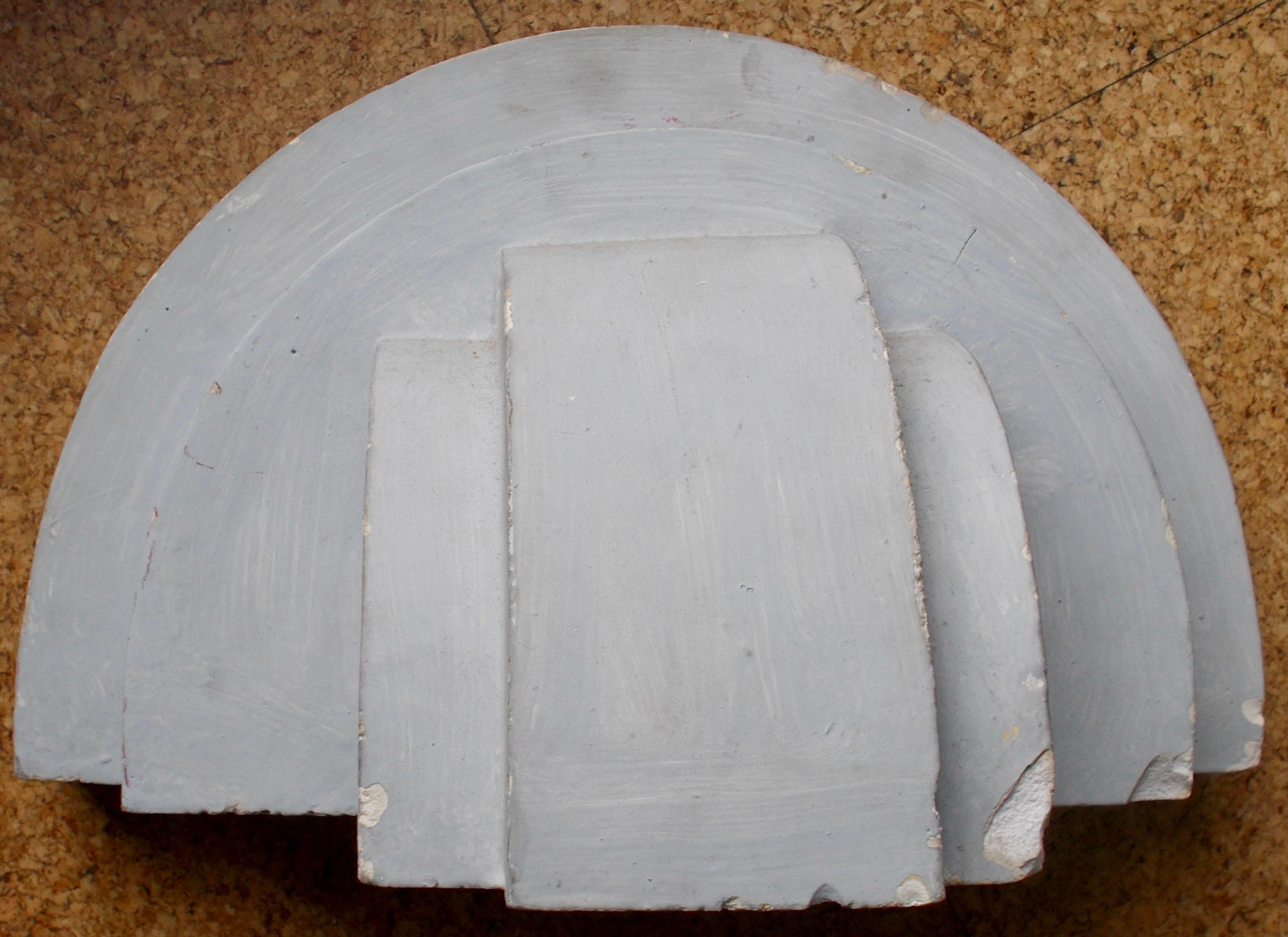 Art Deco Adnet Style Geometric Plaster Wall Sconces For Sale 1